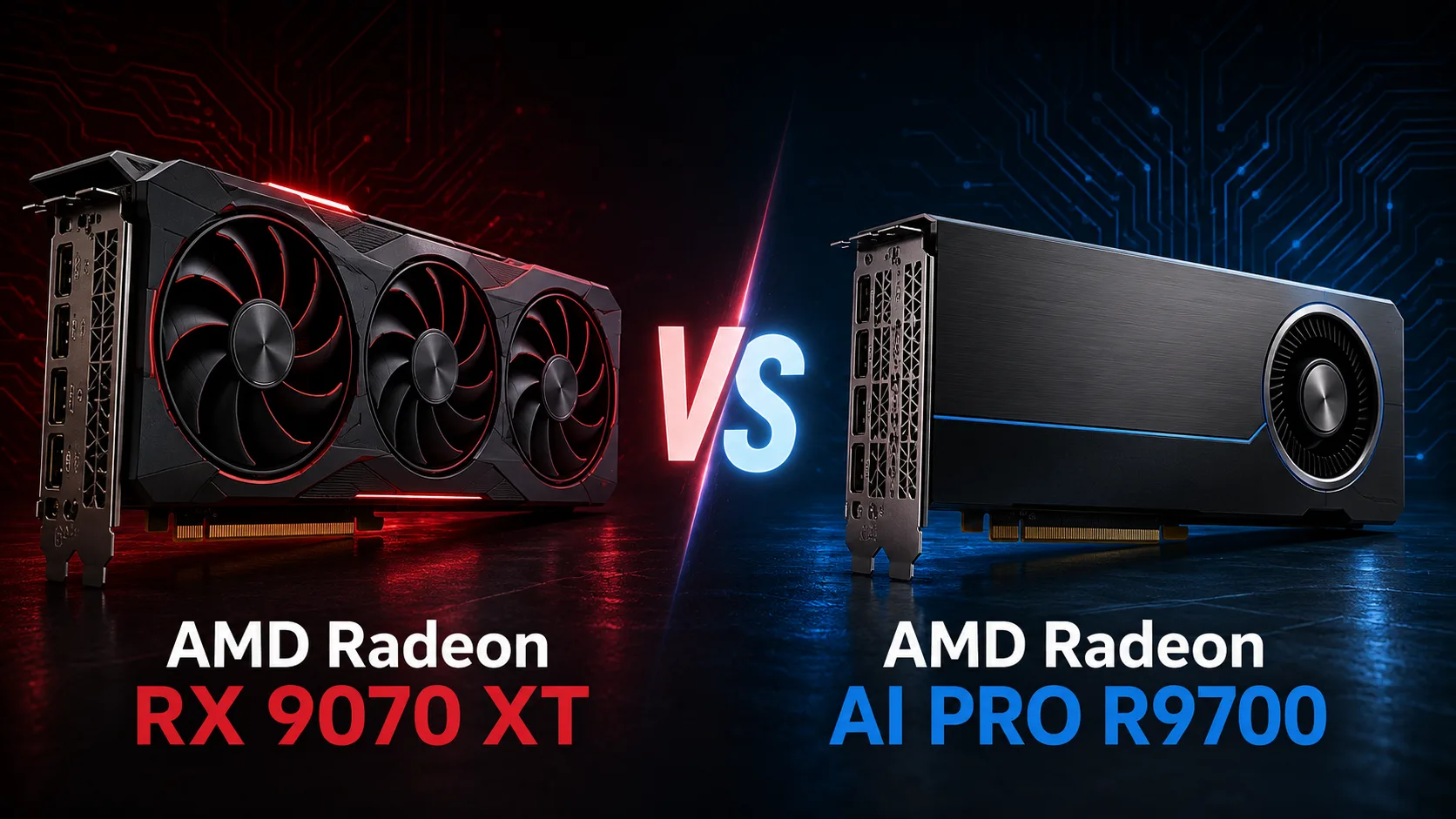 AMD Radeon RX 9070 XT vs AMD Radeon AI PRO R9700 graphics card comparison