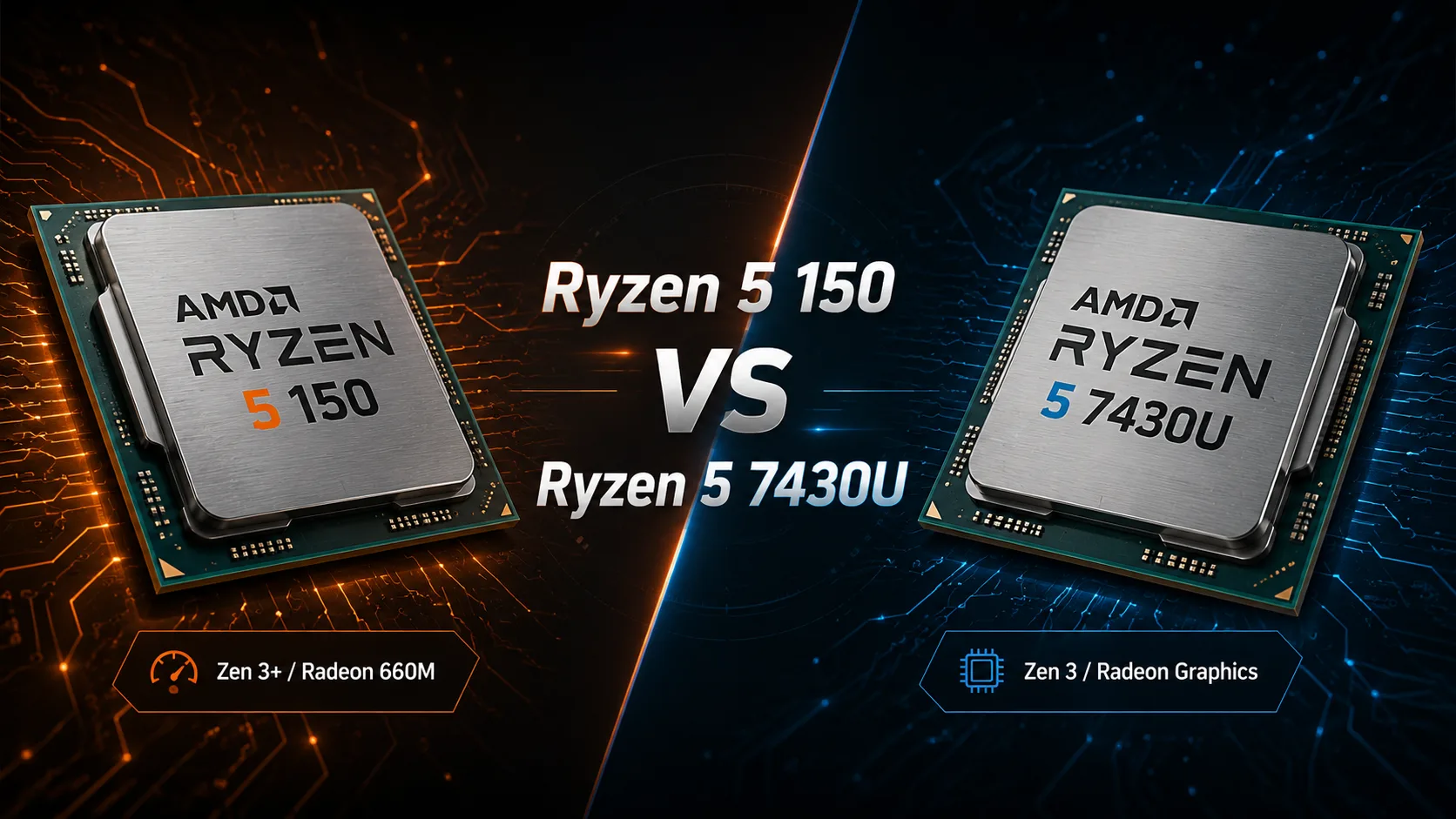 Comparação de processadores AMD Ryzen 5 150 vs AMD Ryzen 5 7430U