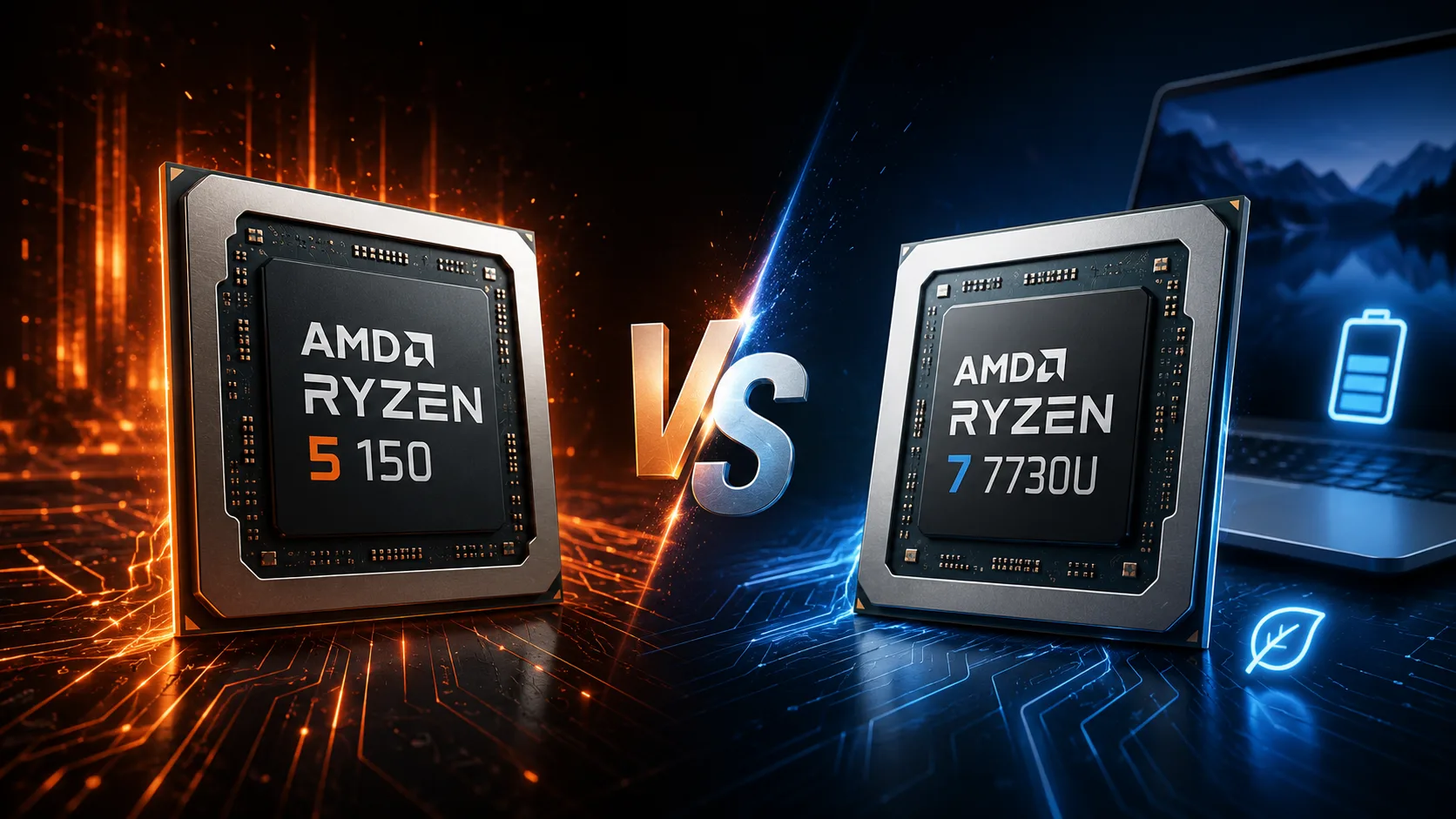 AMD Ryzen 5 150 vs AMD Ryzen 7 7730U processor comparison