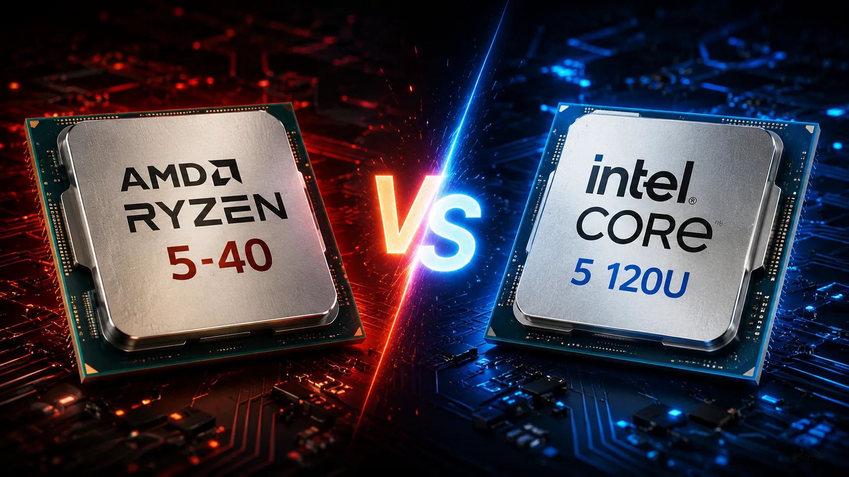Comparação de processadores AMD Ryzen 5 40 vs Intel Core 5 120U