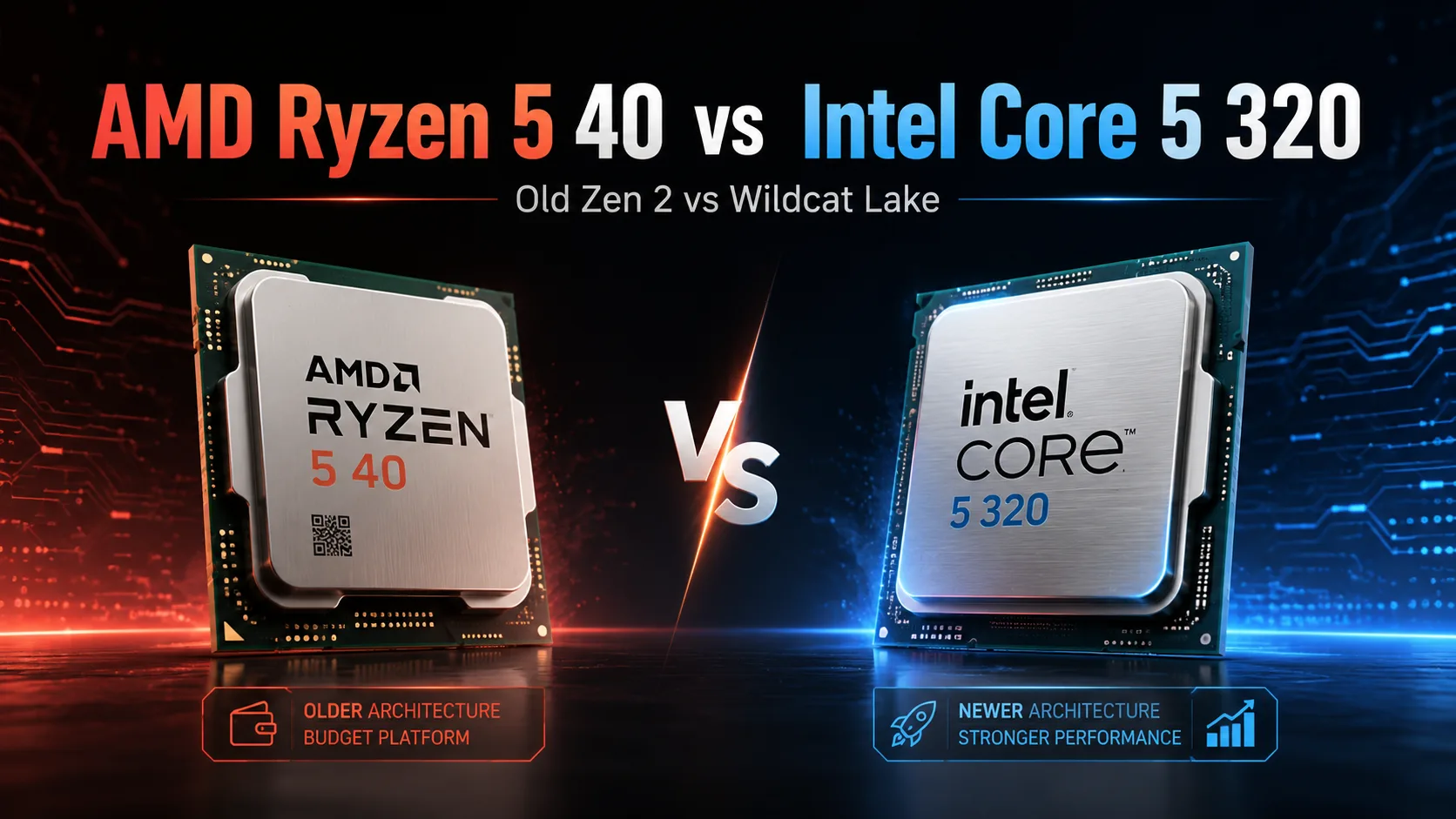 AMD Ryzen 5 40 vs Intel Core 5 320 processor comparison