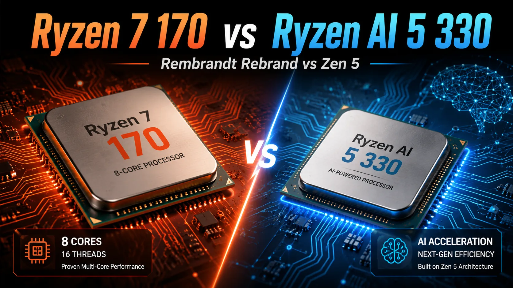 Comparaison de processeurs AMD Ryzen 7 170 vs AMD Ryzen AI 5 330