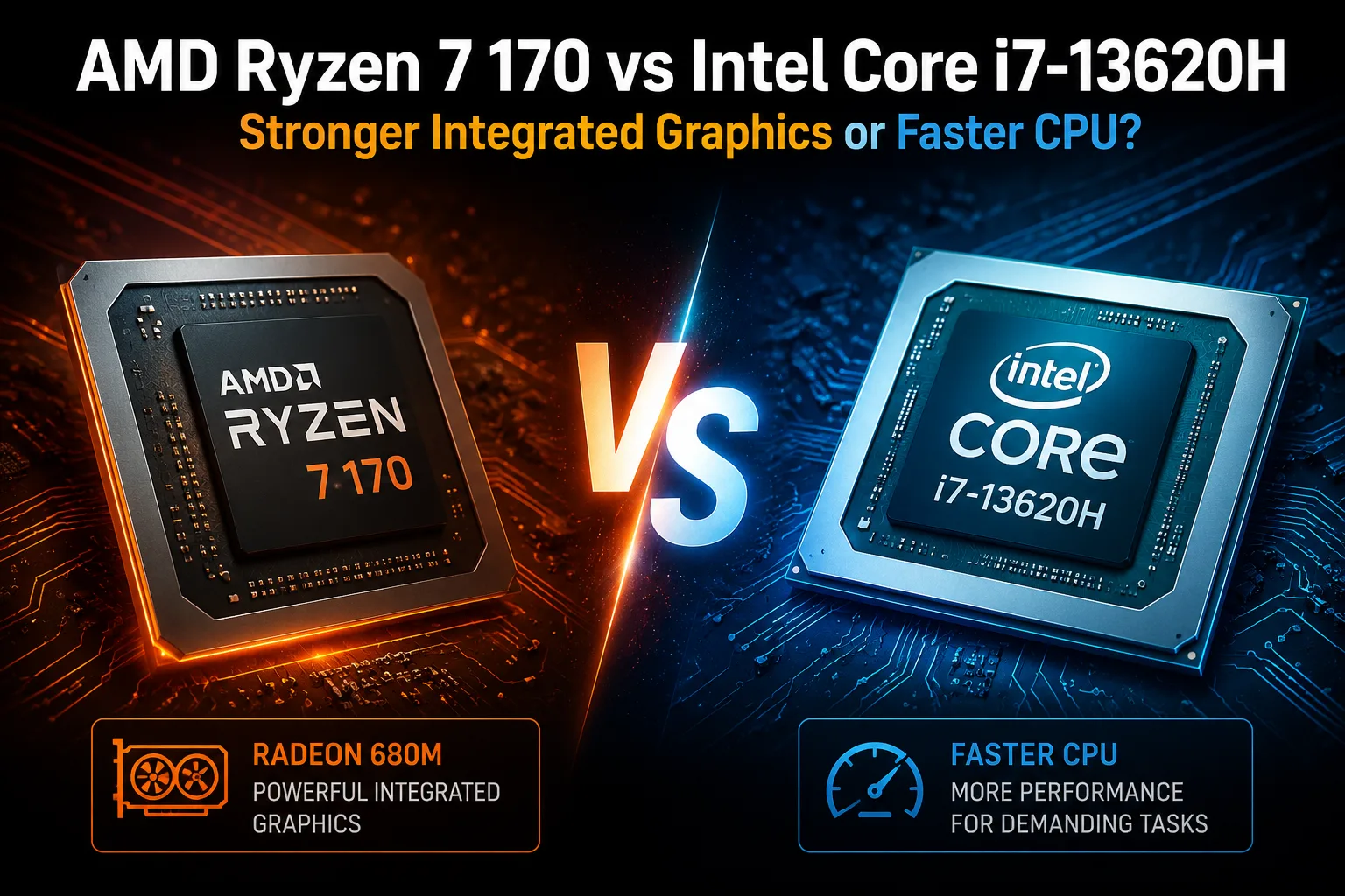 AMD Ryzen 7 170 vs Intel Core i7-13620H プロセッサー比較