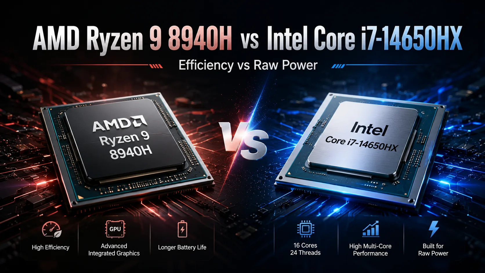 Comparação de processadores AMD Ryzen 9 8940H vs Intel Core i7-14650HX