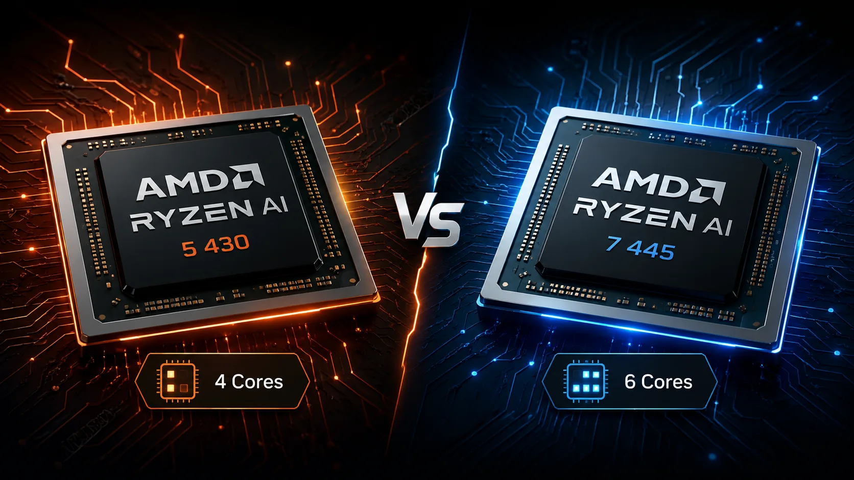 AMD Ryzen AI 5 430 vs AMD Ryzen AI 7 445 processor comparison