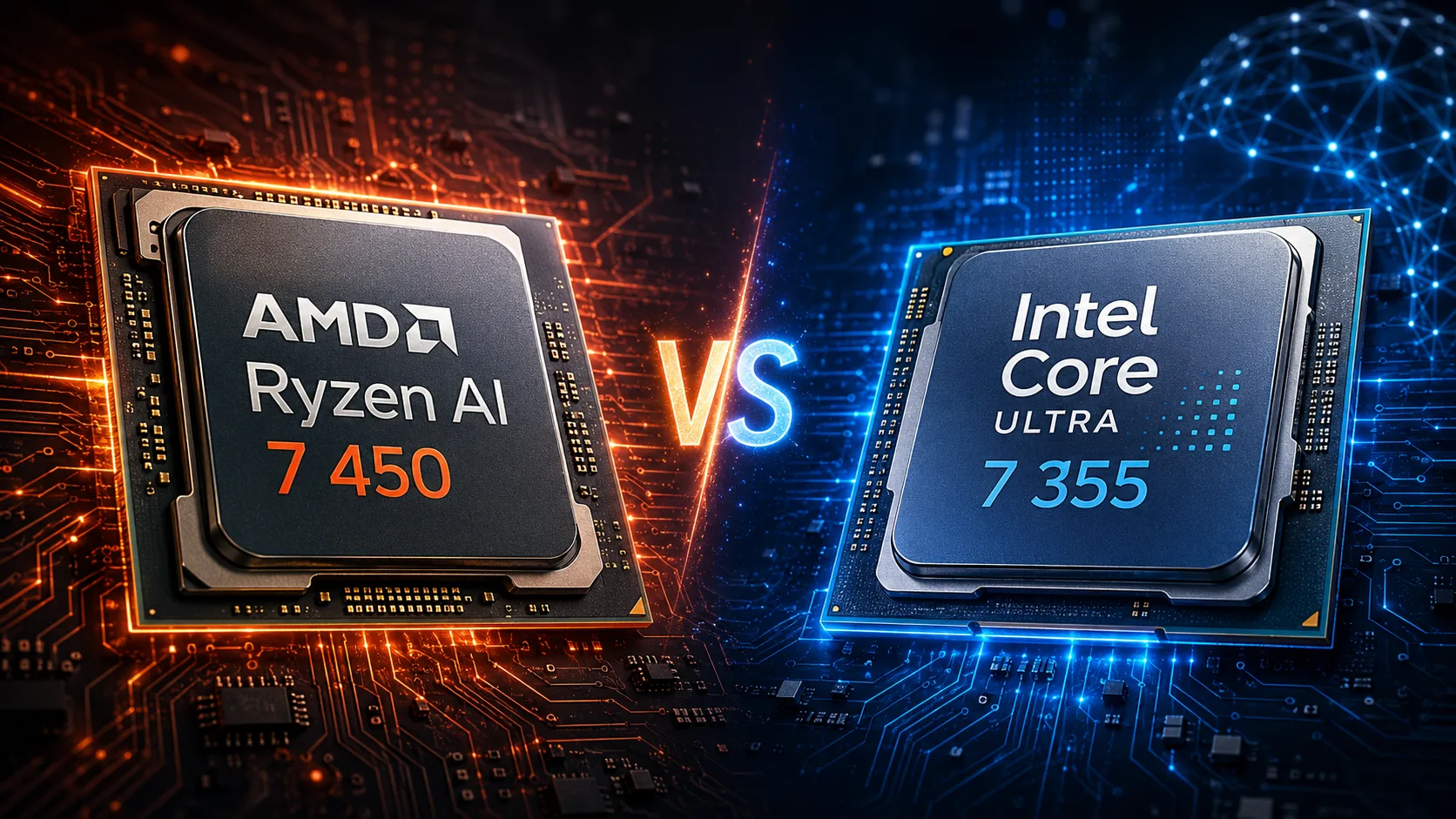 AMD Ryzen AI 7 450 vs Intel Core Ultra 7 355 processor comparison