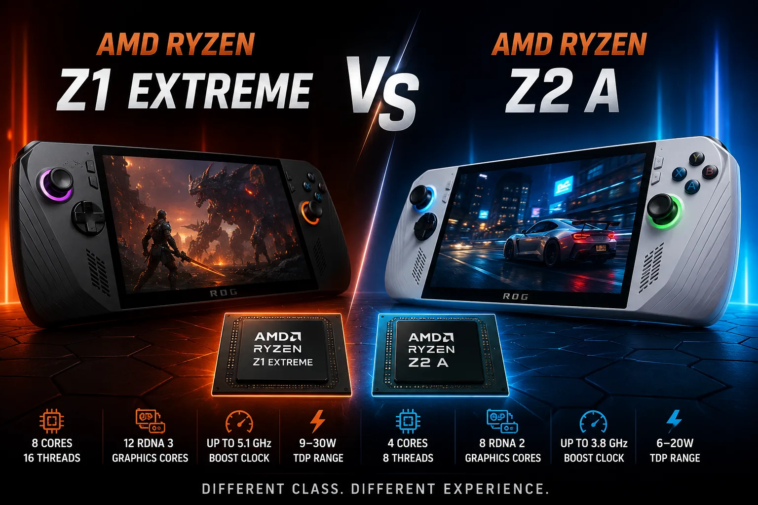 AMD Ryzen Z1 Extreme vs AMD Ryzen Z2 A processor comparison