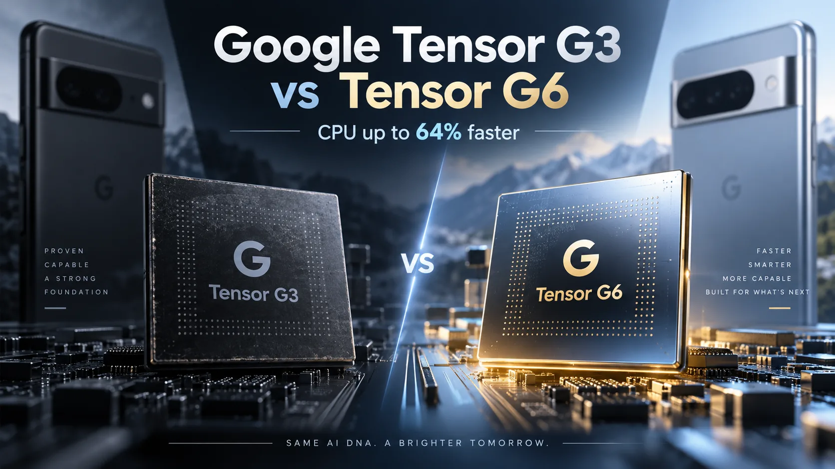 Google Tensor G3 vs Google Tensor G6 モバイルチップセット比較