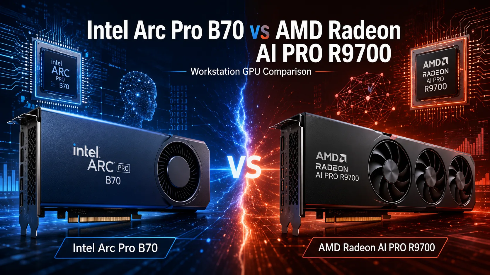 Intel Arc Pro B70 vs AMD Radeon AI PRO R9700 graphics card comparison