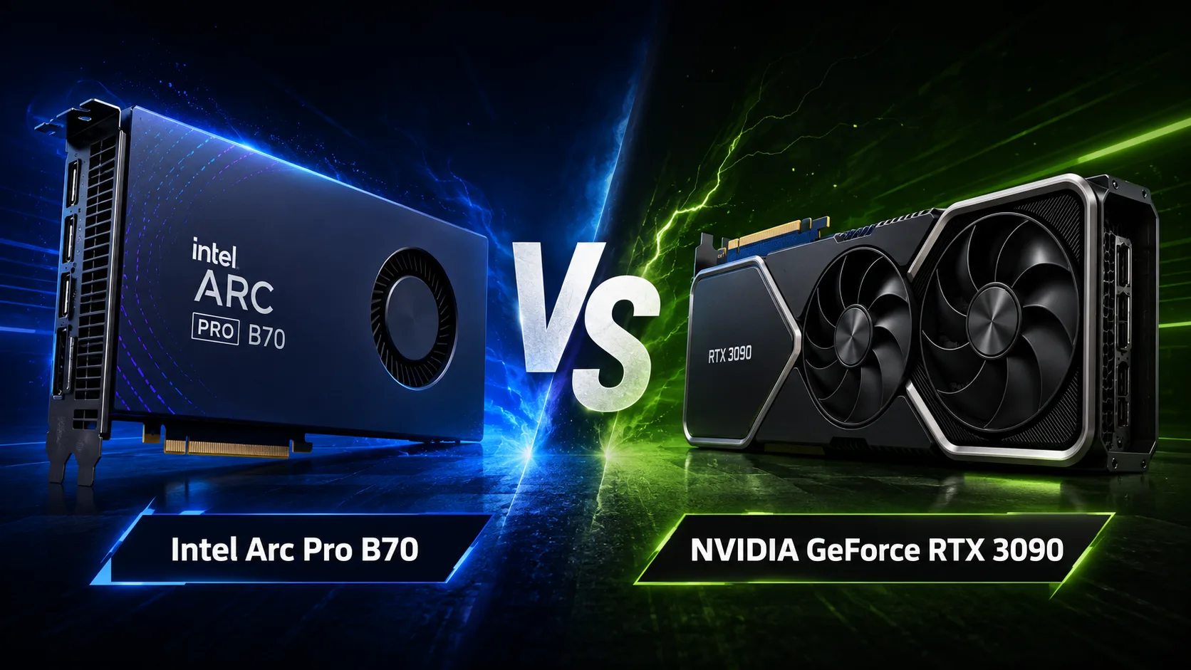 Comparação de placas de vídeo Intel Arc Pro B70 vs NVIDIA GeForce RTX 3090