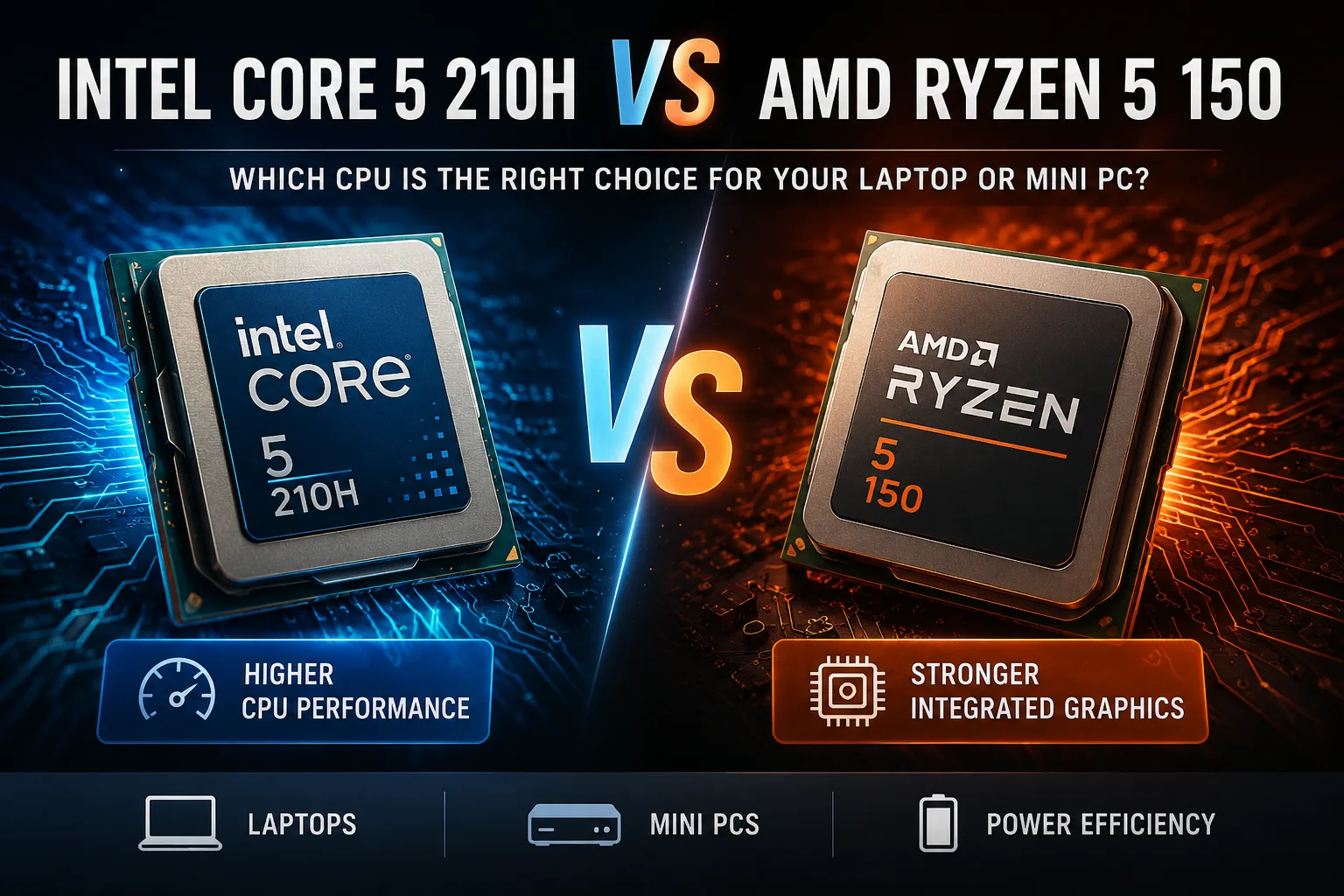 Сравнение процессоров Intel Core 5 210H vs AMD Ryzen 5 150