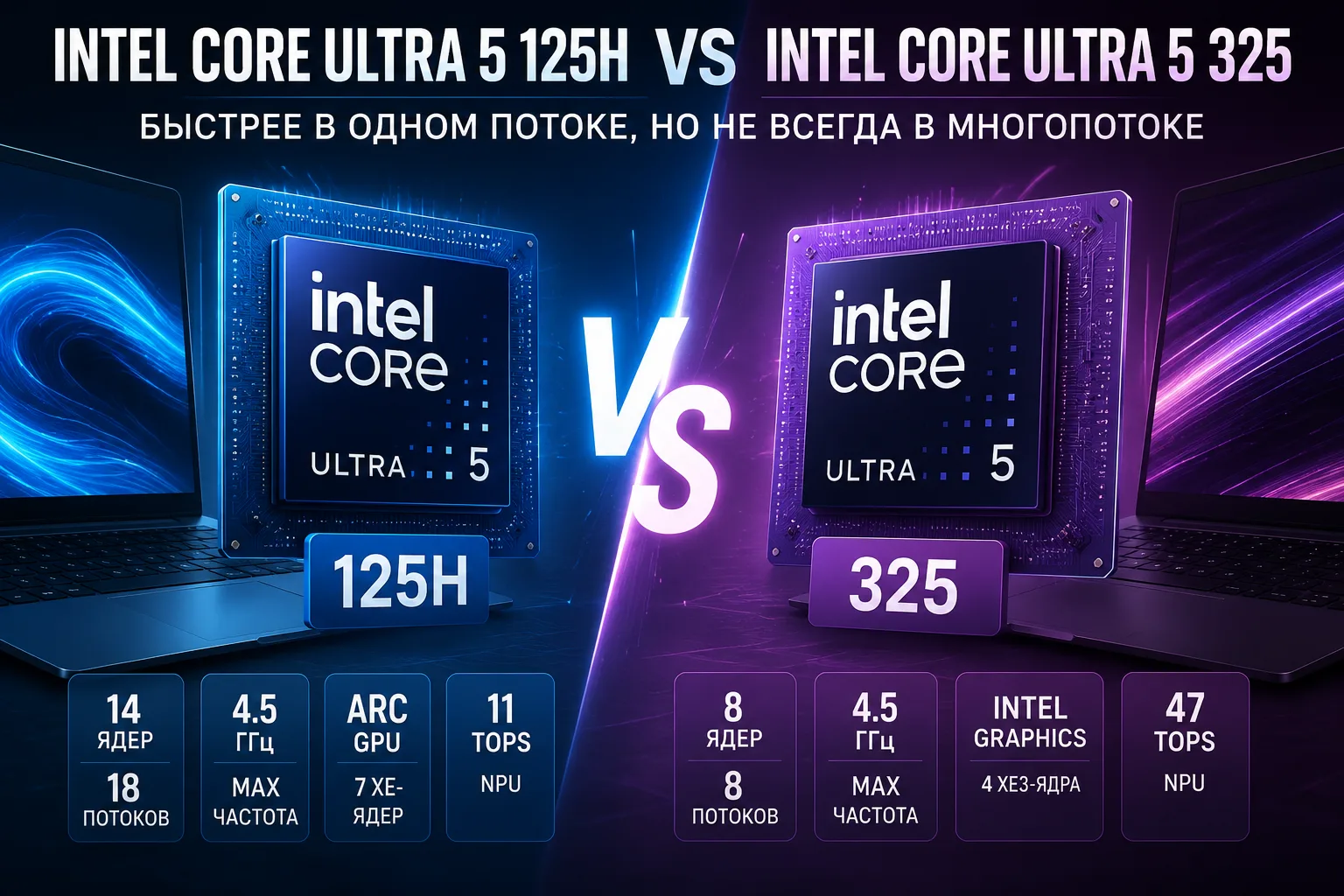Intel Core Ultra 5 125H vs Intel Core Ultra 5 325 processor comparison