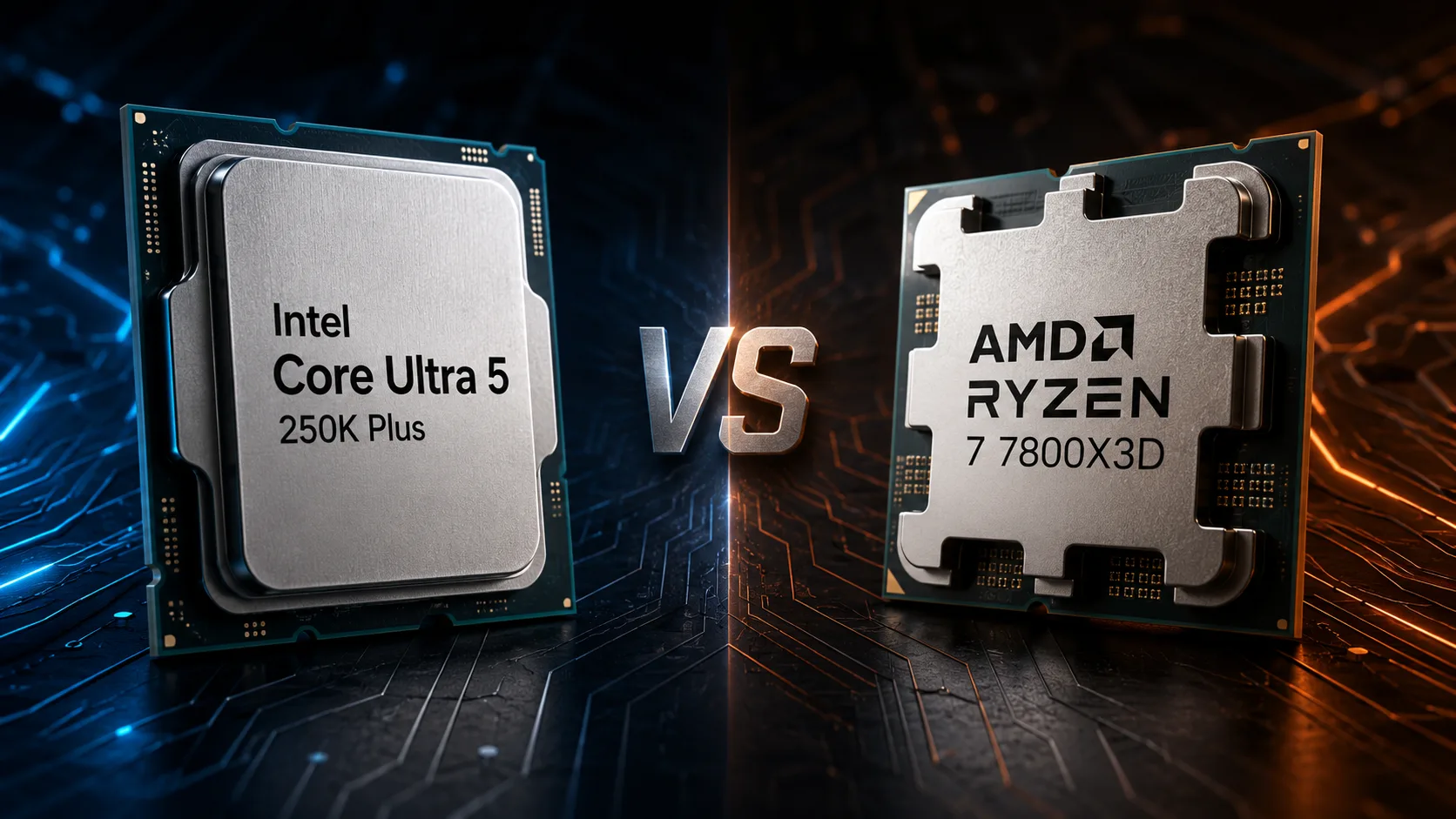 Intel Core Ultra 5 250K Plus vs AMD Ryzen 7 7800X3D processor comparison