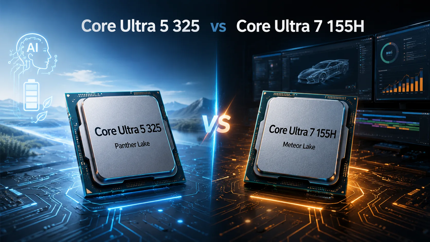 Intel Core Ultra 5 325 vs Intel Core Ultra 7 155H processor comparison
