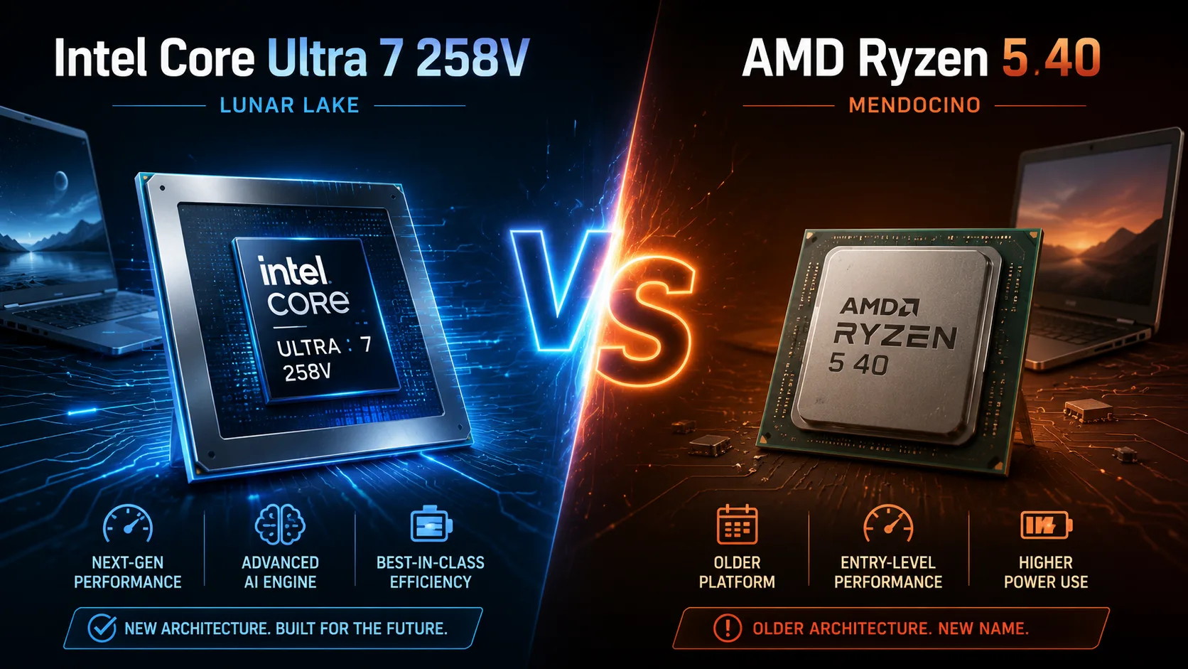 Сравнение процессоров Intel Core Ultra 7 258V vs AMD Ryzen 5 40