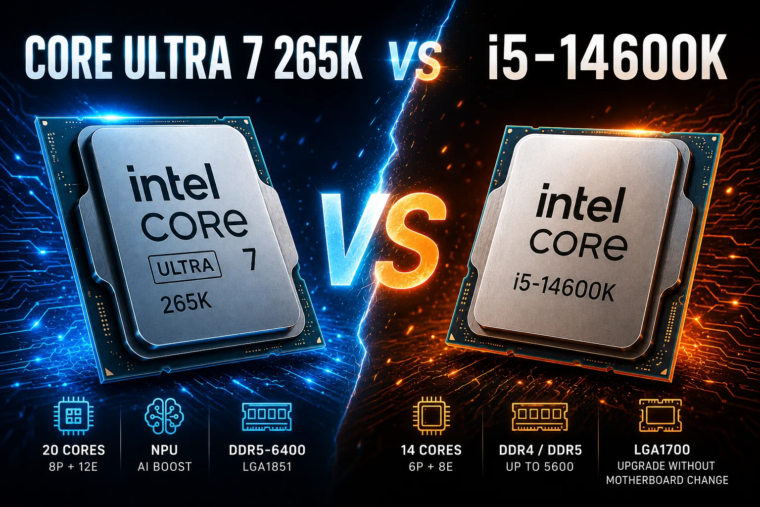 Сравнение процессоров Intel Core Ultra 7 265K vs Intel Core i5-14600K