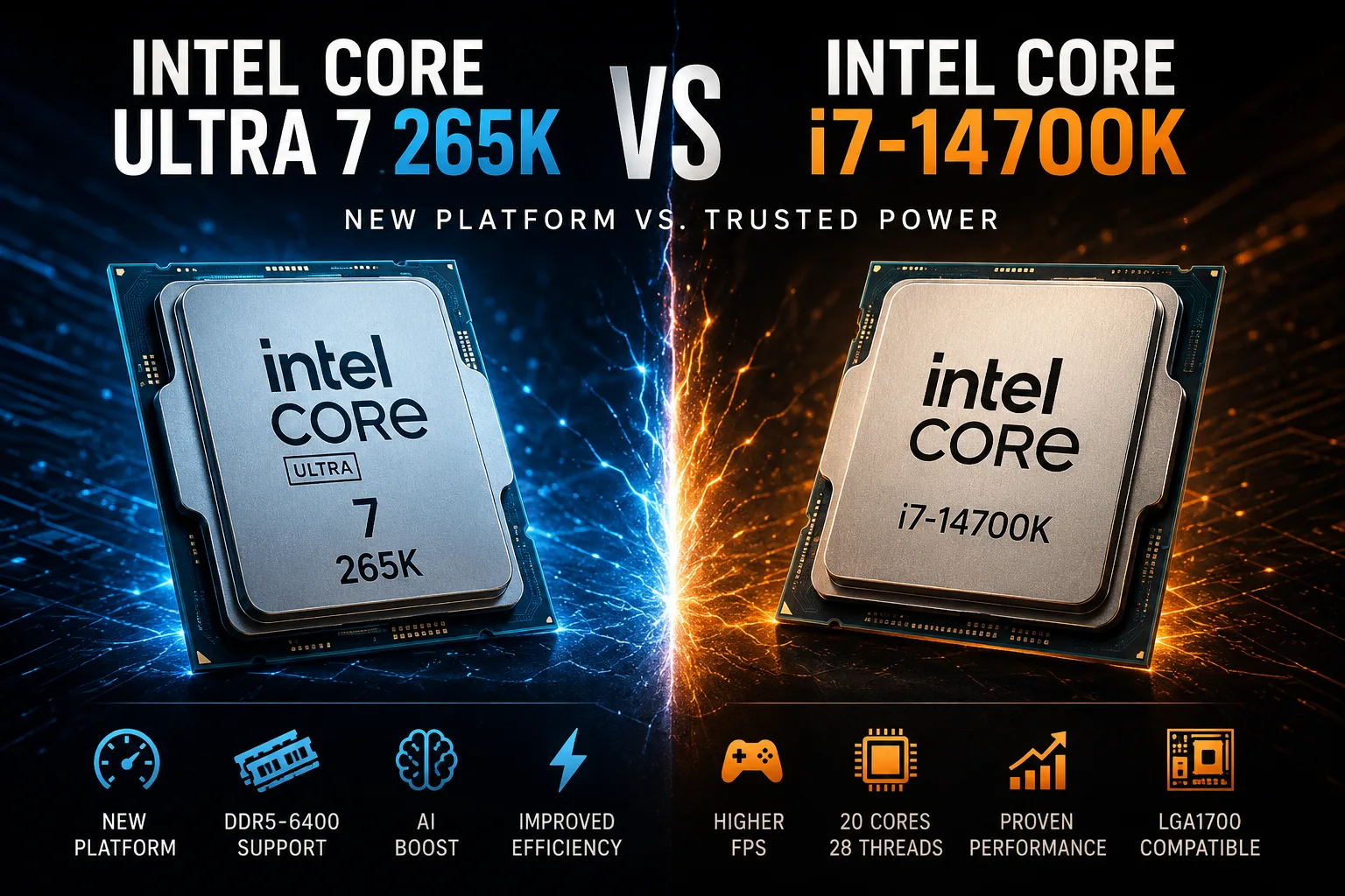 Сравнение процессоров Intel Core Ultra 7 265K vs Intel Core i7-14700K
