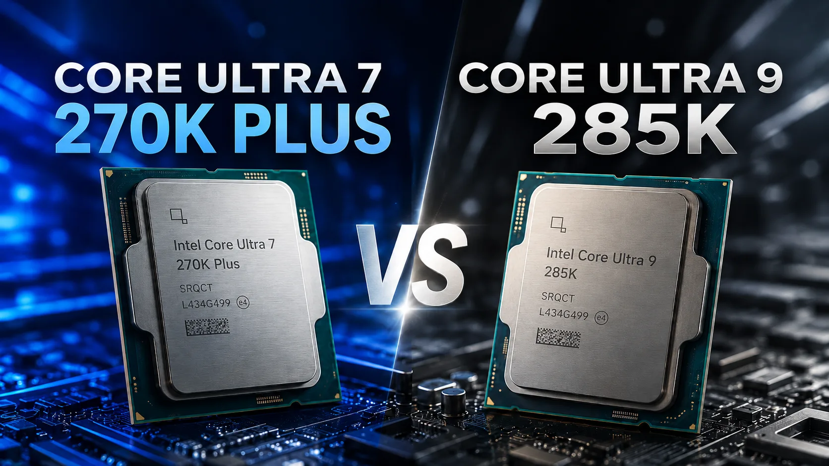 Comparação de processadores Intel Core Ultra 7 270K Plus vs Intel Core Ultra 9 285K