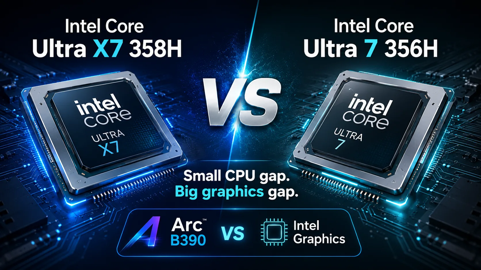 Intel Core Ultra X7 358H vs Intel Core Ultra 7 356H processor comparison