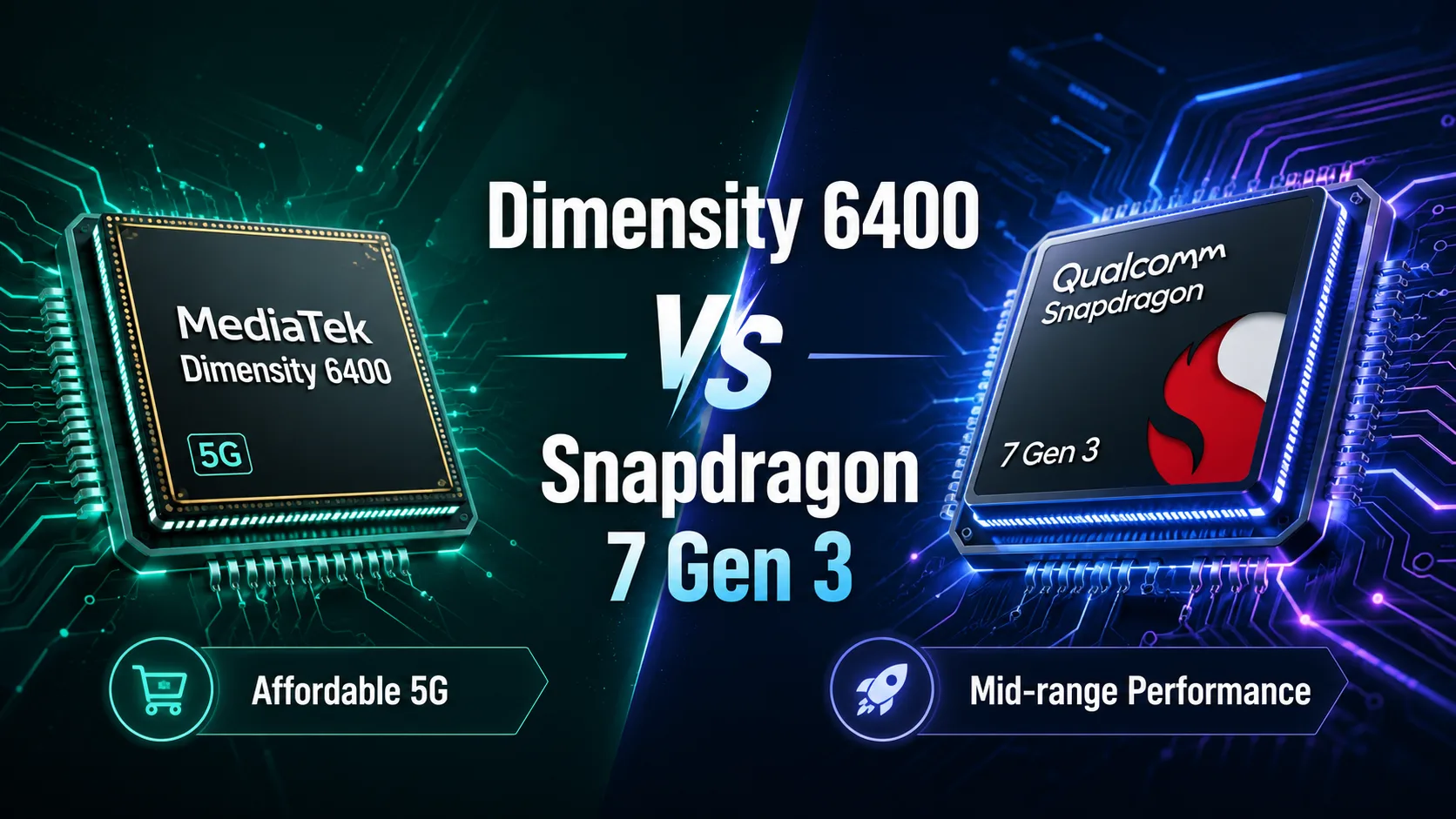 Сравнение мобильных чипсетов MediaTek Dimensity 6400 vs Qualcomm Snapdragon 7 Gen 3