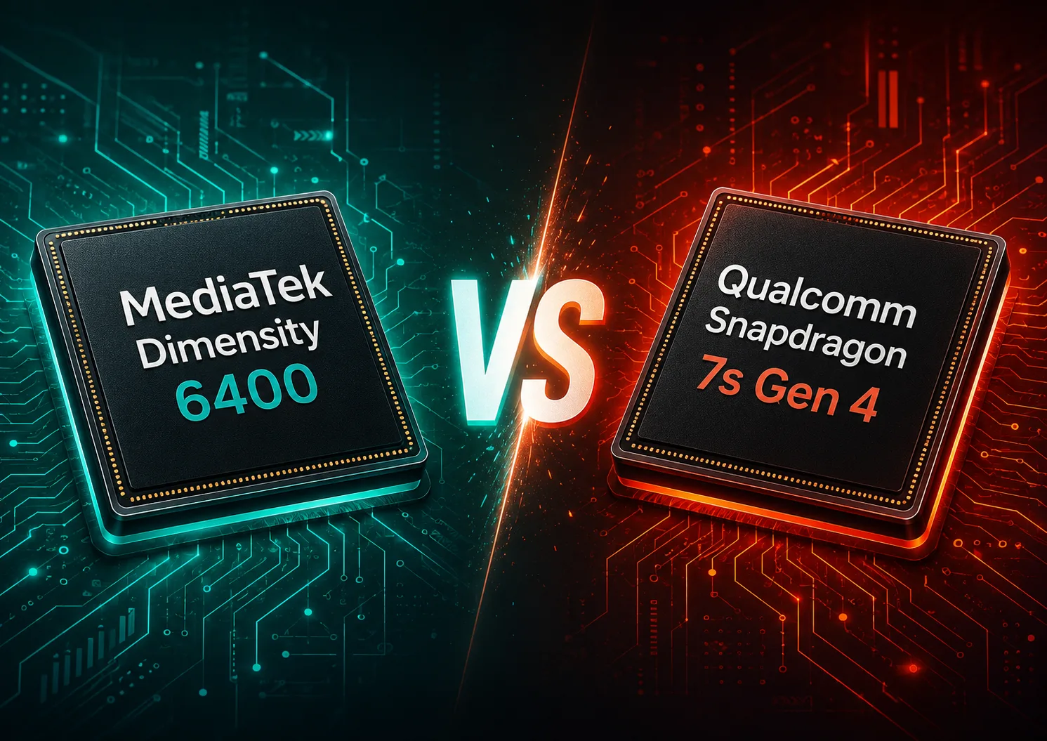 MediaTek Dimensity 6400 vs Qualcomm Snapdragon 7s Gen 4 モバイルチップセット比較
