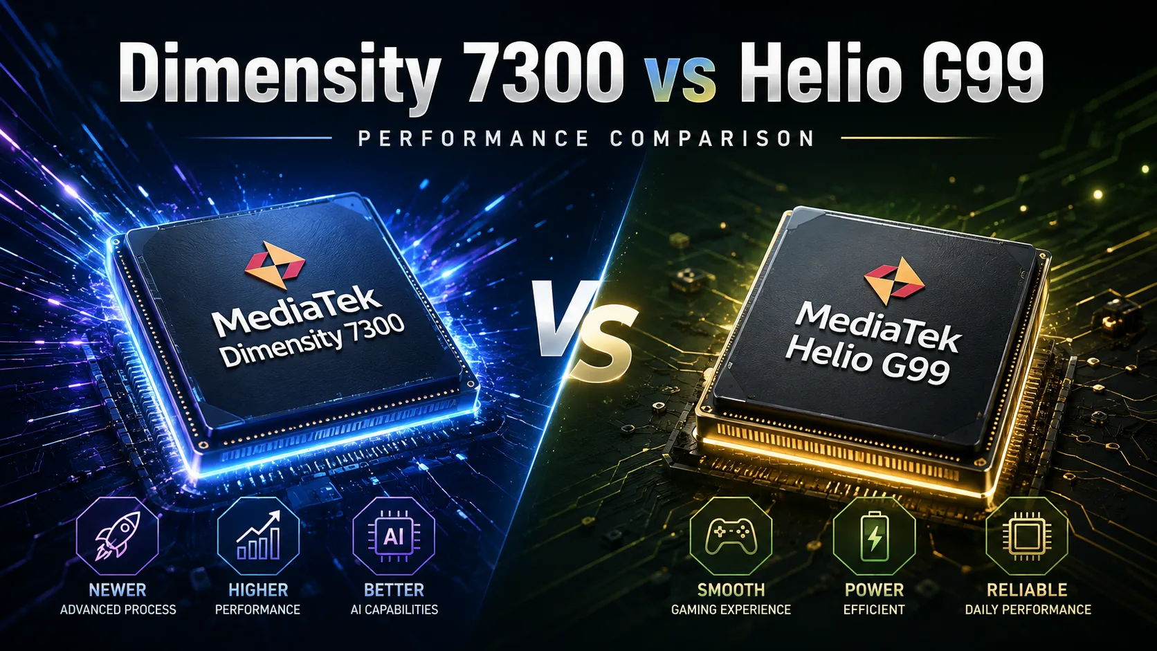 Comparación de chipsets móviles MediaTek Dimensity 7300 vs MediaTek Helio G99
