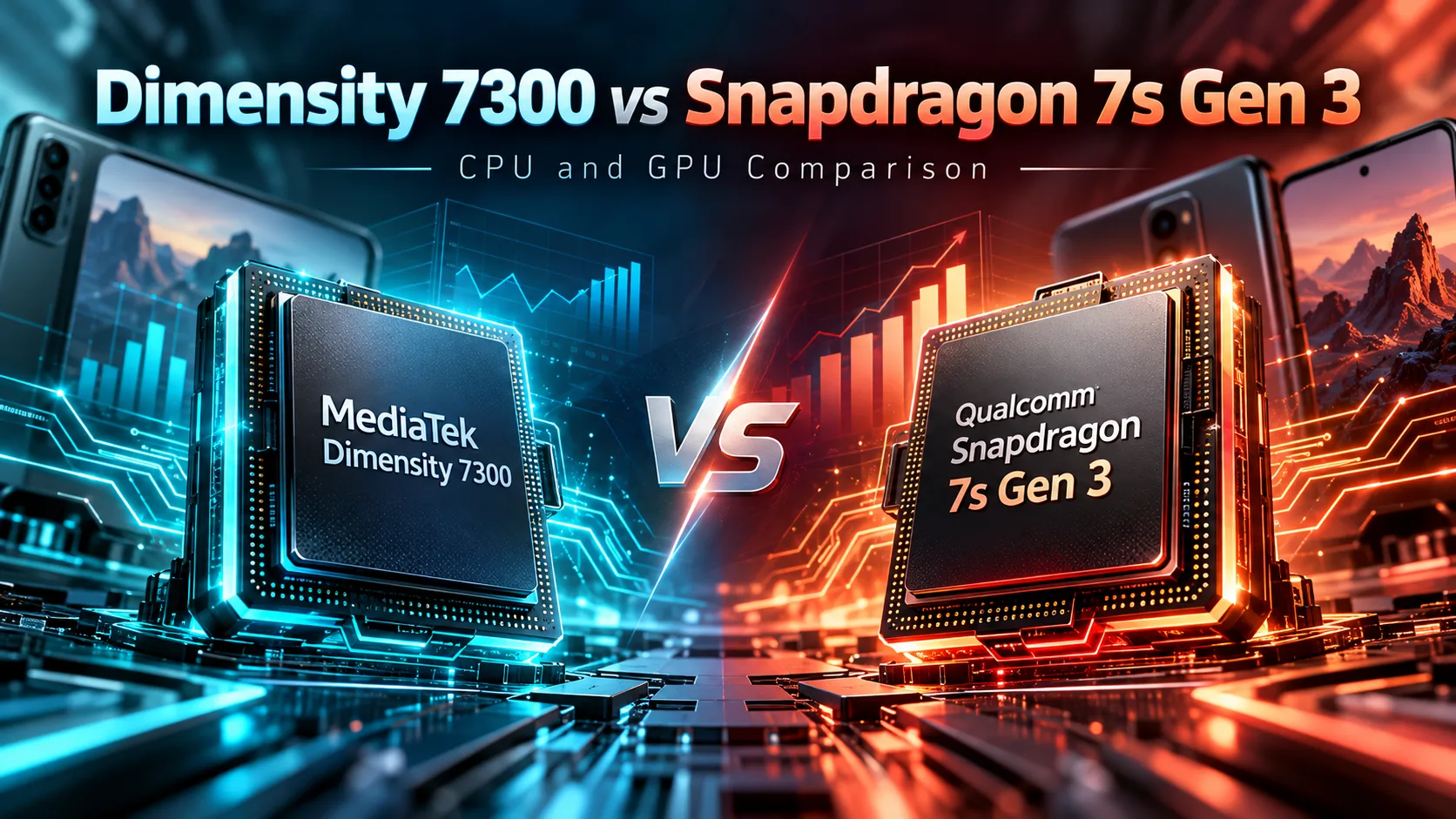 MediaTek Dimensity 7300 vs Qualcomm Snapdragon 7s Gen 3 모바일 칩셋 비교