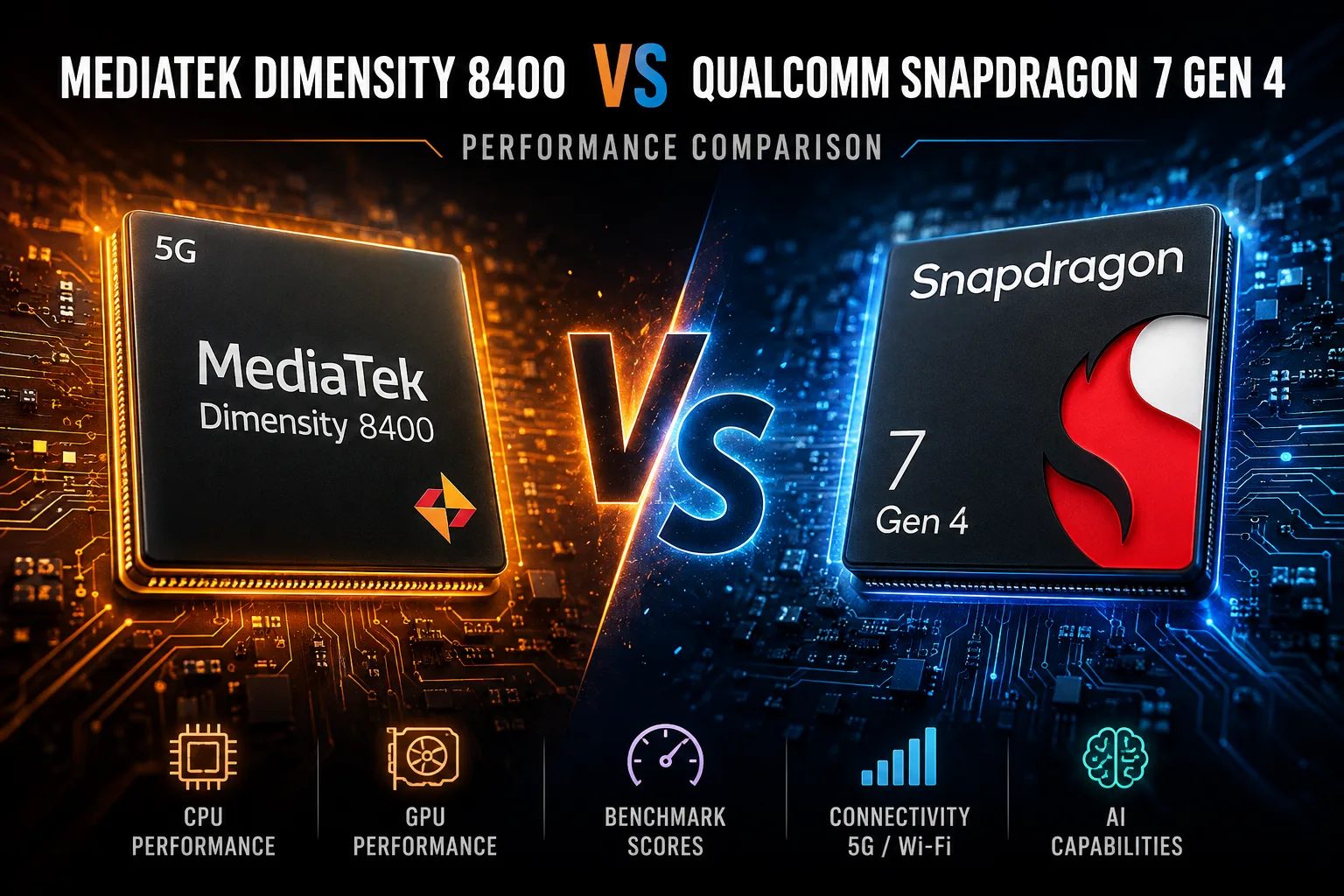 Vergleich mobiler Chipsätze MediaTek Dimensity 8400 vs Qualcomm Snapdragon 7 Gen 4