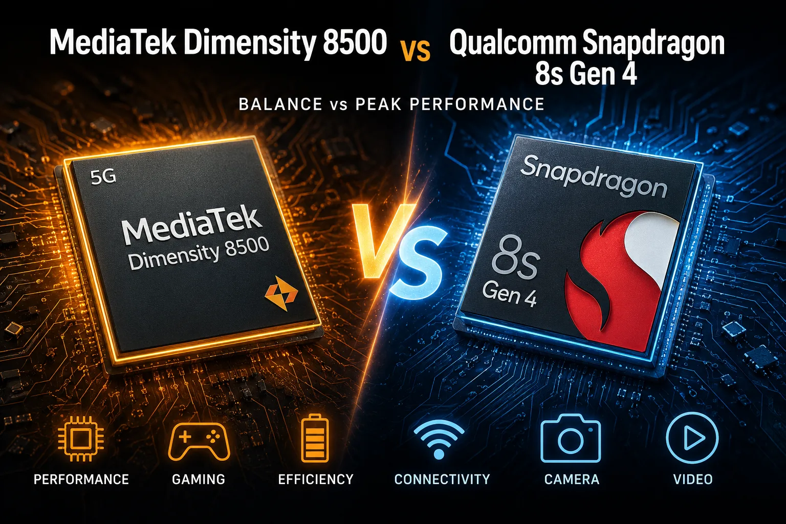 Vergleich mobiler Chipsätze MediaTek Dimensity 8500 vs Qualcomm Snapdragon 8s Gen 4