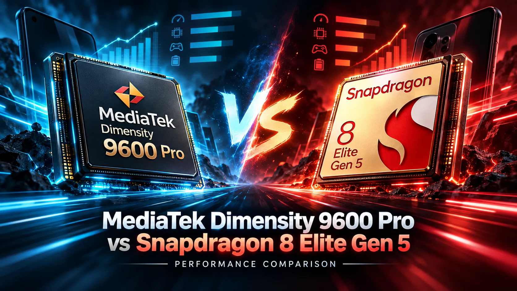 MediaTek Dimensity 9600 Pro vs Qualcomm Snapdragon 8 Elite Gen 5 모바일 칩셋 비교