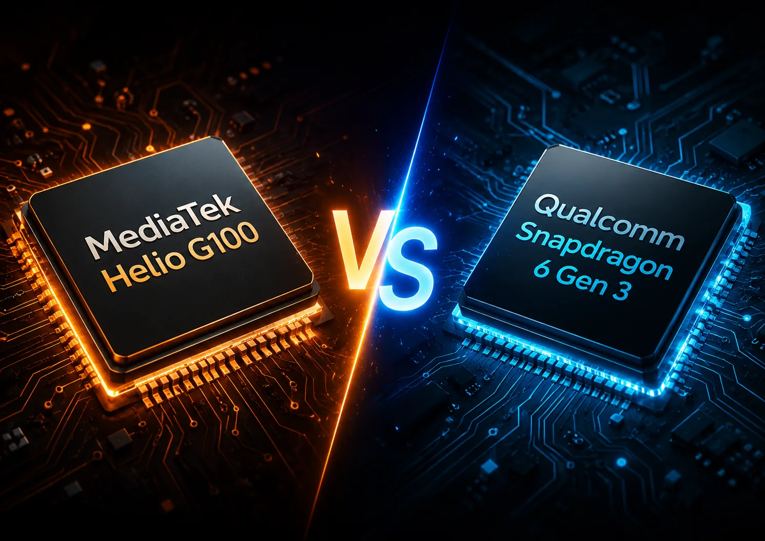 Сравнение мобильных чипсетов MediaTek Helio G100 vs Qualcomm Snapdragon 6 Gen 3