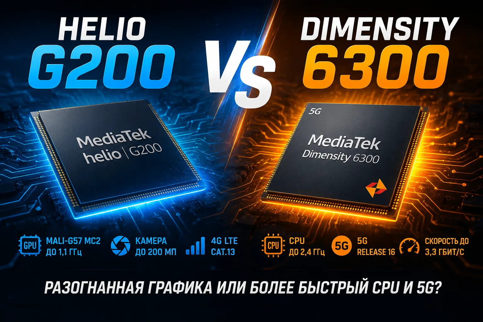 MediaTek Helio G200 vs MediaTek Dimensity 6300 mobile chipset comparison