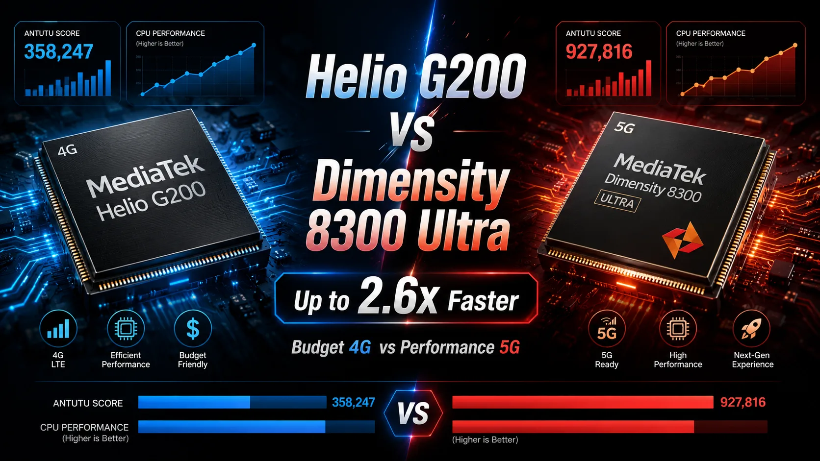 Confronto tra chipset mobili MediaTek Helio G200 vs MediaTek Dimensity 8300 Ultra