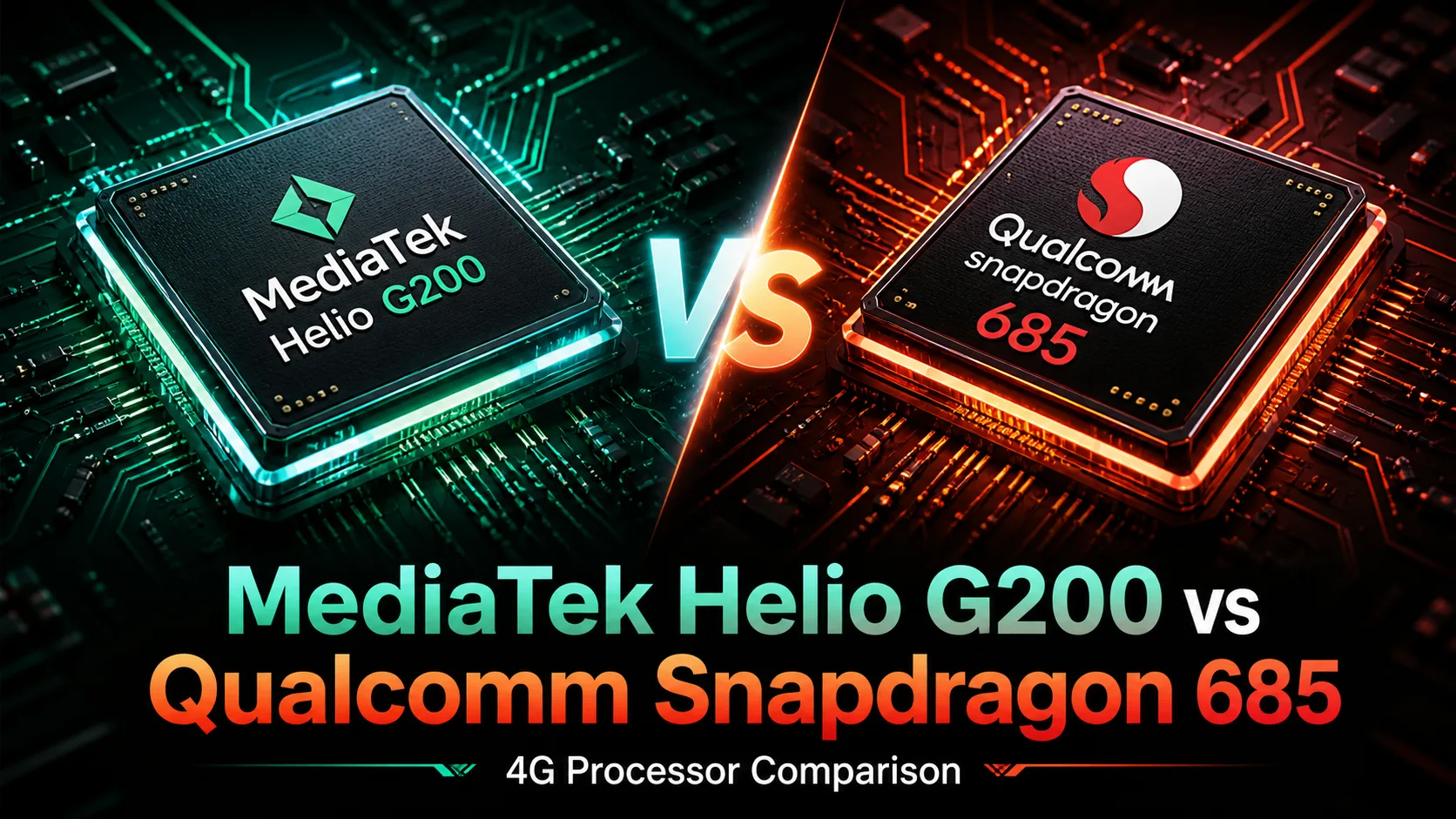 Comparación de chipsets móviles MediaTek Helio G200 vs Qualcomm Snapdragon 685
