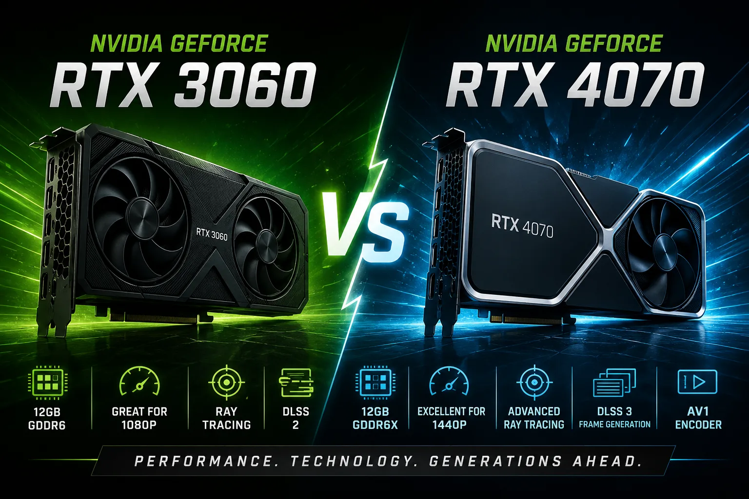 NVIDIA GeForce RTX 3060 vs NVIDIA GeForce RTX 4070 graphics card comparison