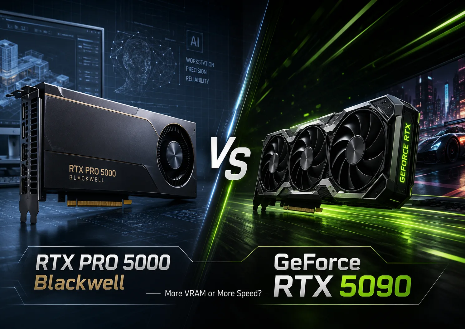Comparación de tarjetas gráficas NVIDIA RTX PRO 5000 Blackwell vs NVIDIA GeForce RTX 5090