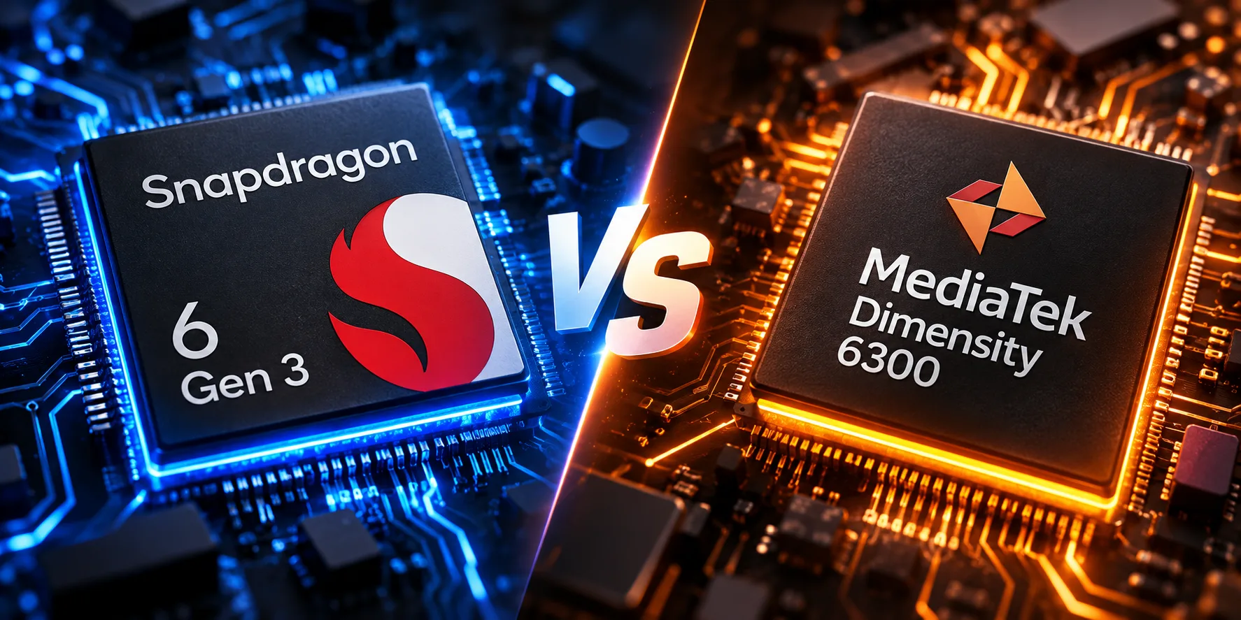 Qualcomm Snapdragon 6 Gen 3 vs MediaTek Dimensity 6300 モバイルチップセット比較