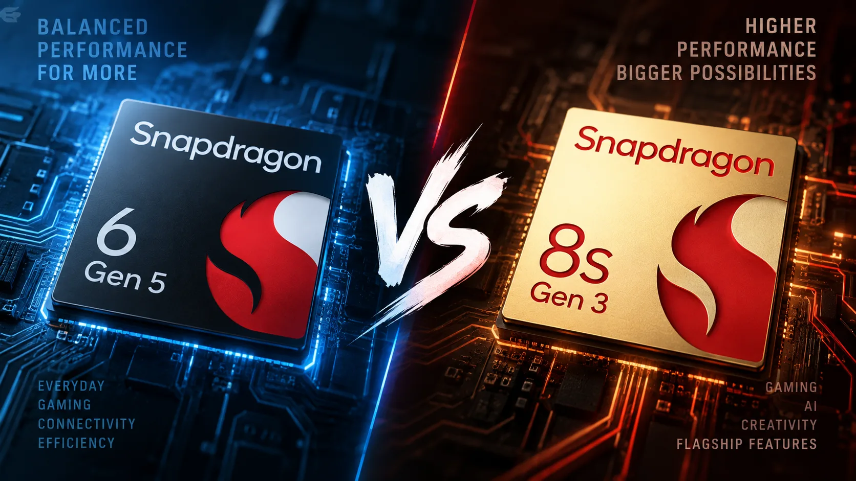 Vergleich mobiler Chipsätze Qualcomm Snapdragon 6 Gen 5 vs Qualcomm Snapdragon 8s Gen 3