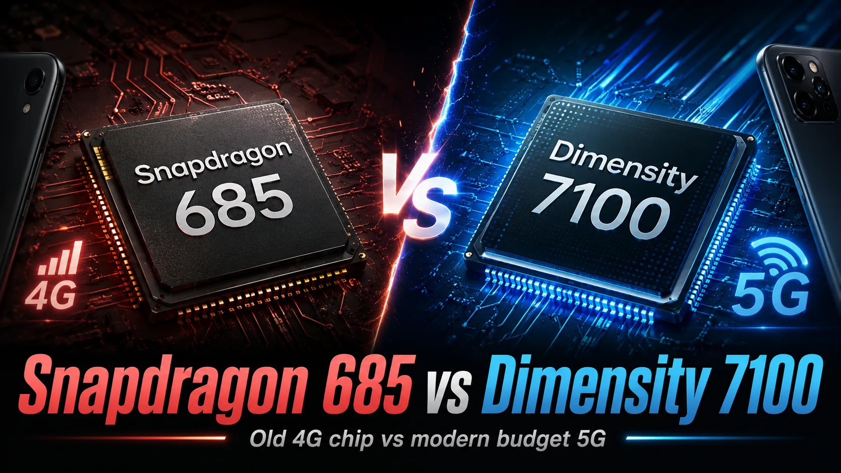 Qualcomm Snapdragon 685 vs MediaTek Dimensity 7100 mobile chipset comparison