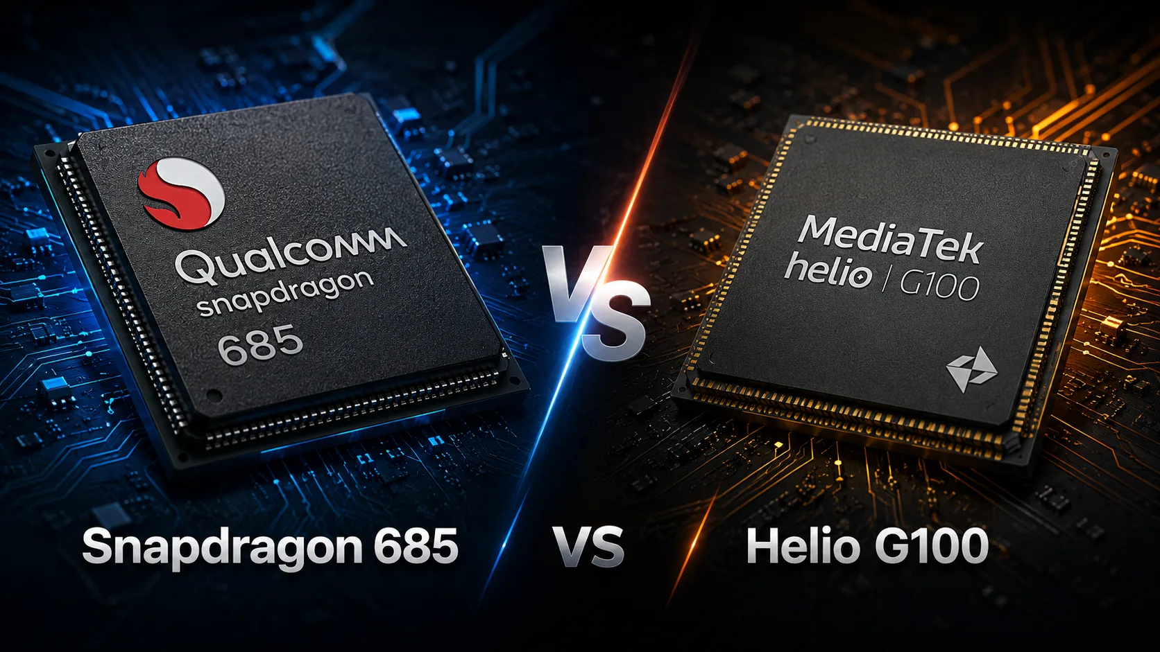 Comparación de chipsets móviles Qualcomm Snapdragon 685 vs MediaTek Helio G100