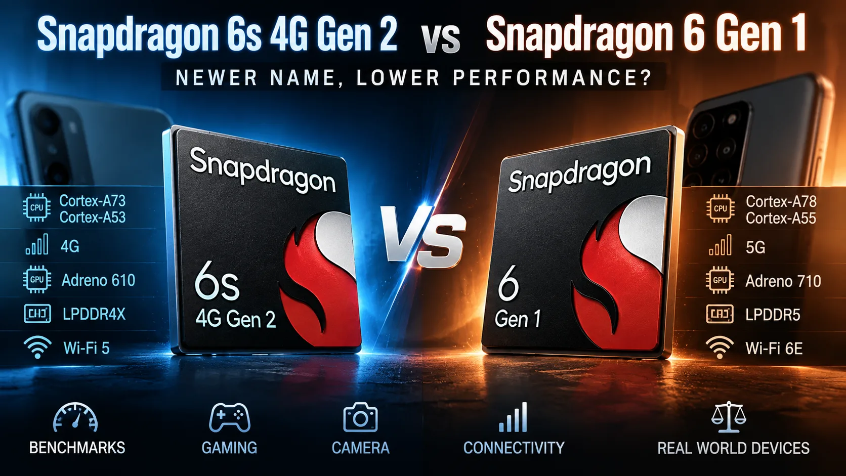 Qualcomm Snapdragon 6s 4G Gen 2 vs Qualcomm Snapdragon 6 Gen 1 mobile chipset comparison