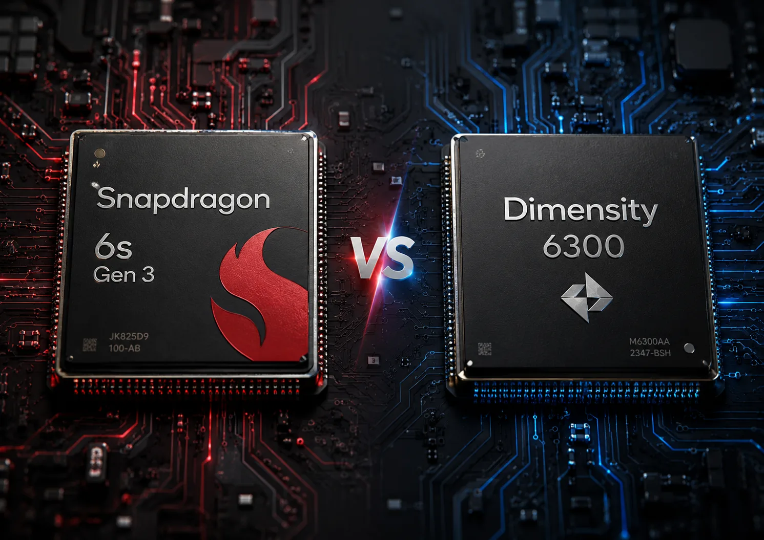 Qualcomm Snapdragon 6s Gen 3 vs MediaTek Dimensity 6300 mobile chipset comparison