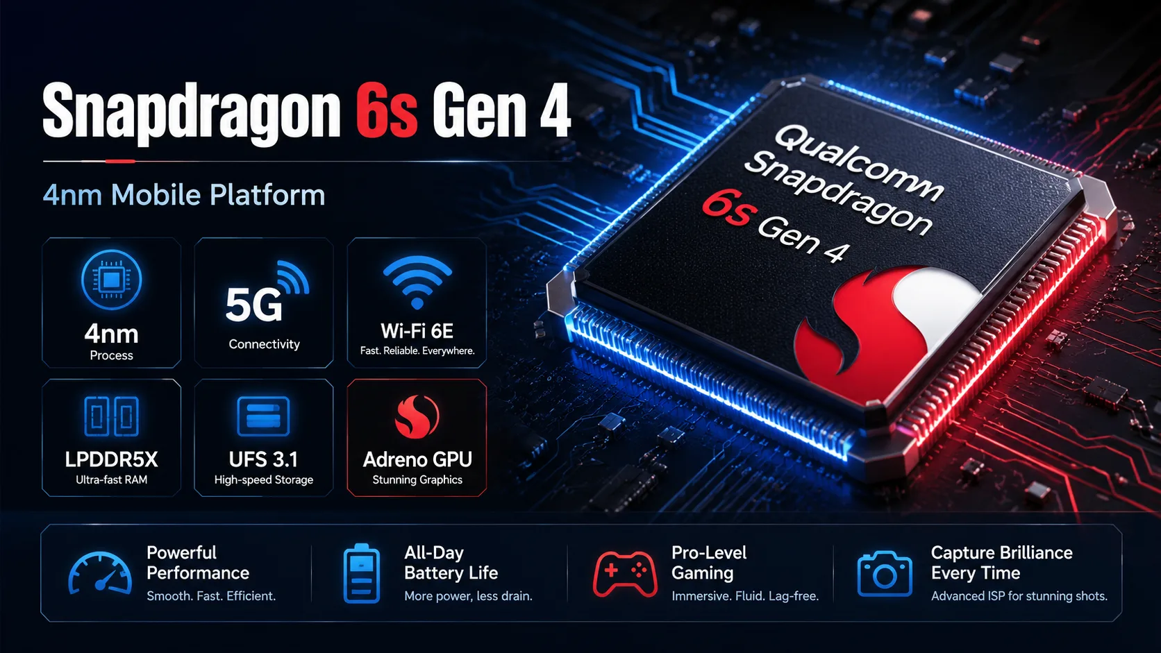 Análise do chipset móvel Qualcomm Snapdragon 6s Gen 4