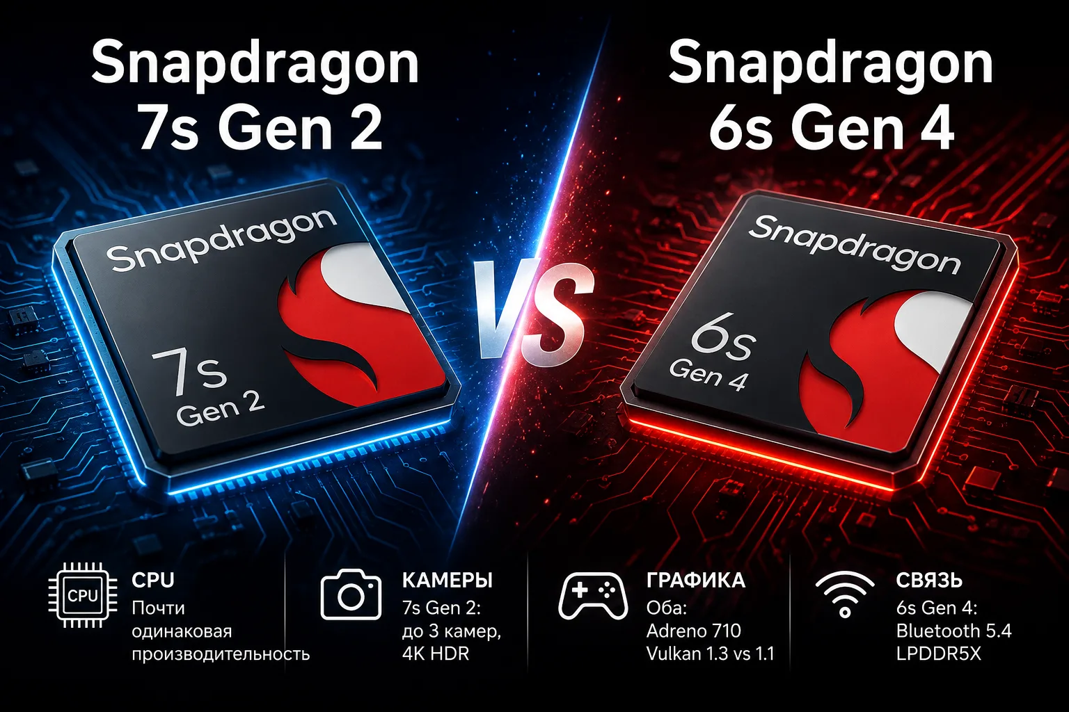 Qualcomm Snapdragon 7s Gen 2 vs Qualcomm Snapdragon 6s Gen 4 mobile chipset comparison