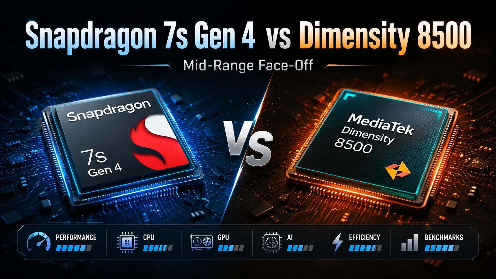 Vergleich mobiler Chipsätze Qualcomm Snapdragon 7s Gen 4 vs MediaTek Dimensity 8500