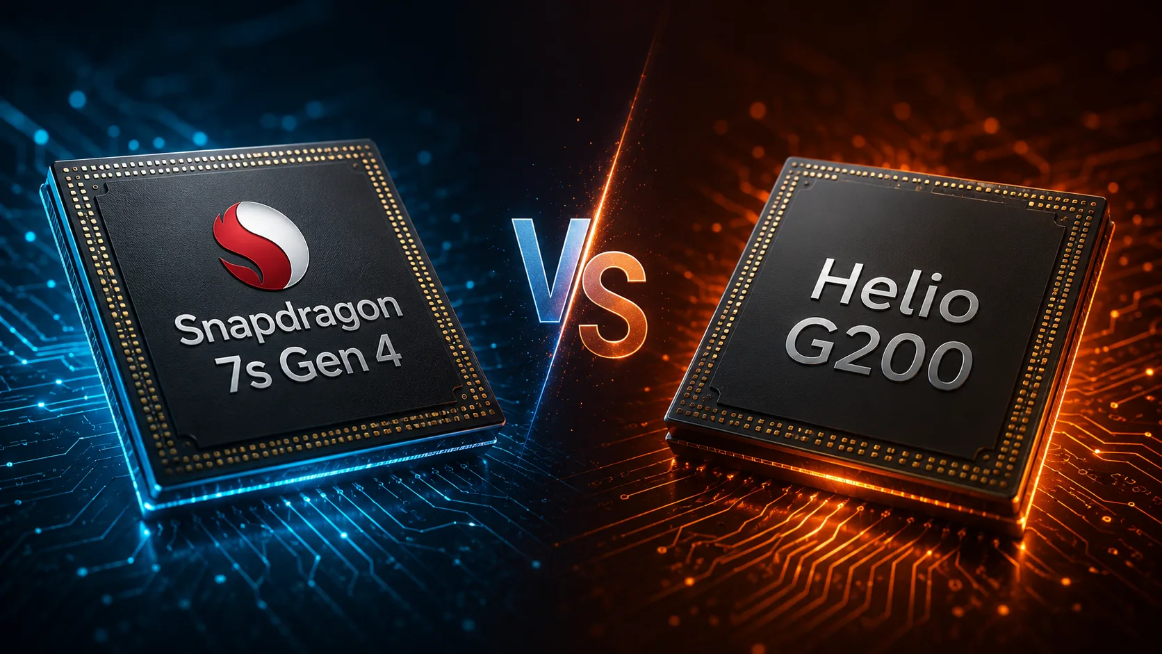 Comparación de chipsets móviles Qualcomm Snapdragon 7s Gen 4 vs MediaTek Helio G200