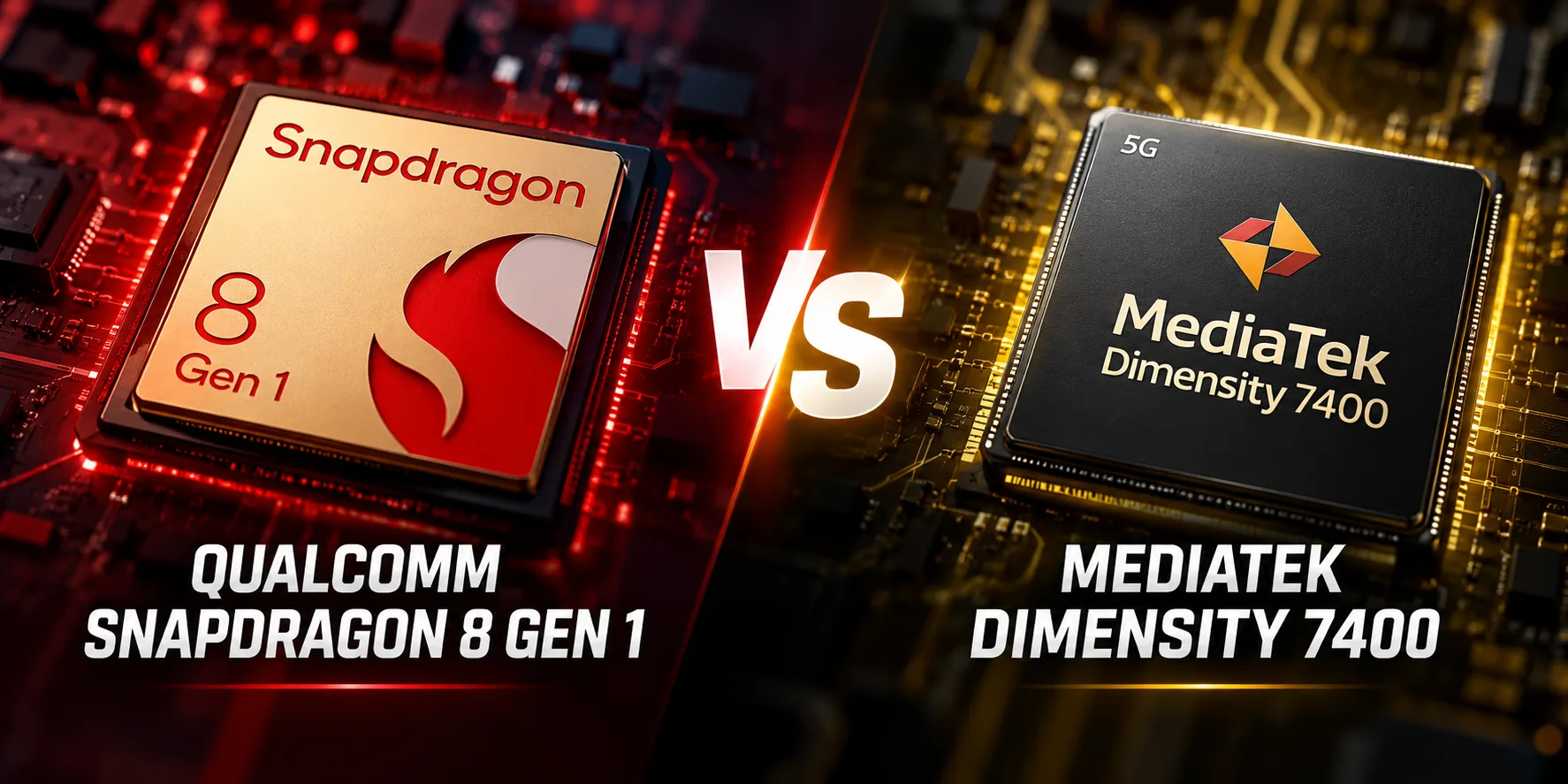 Qualcomm Snapdragon 8 Gen 1 vs MediaTek Dimensity 7400 모바일 칩셋 비교