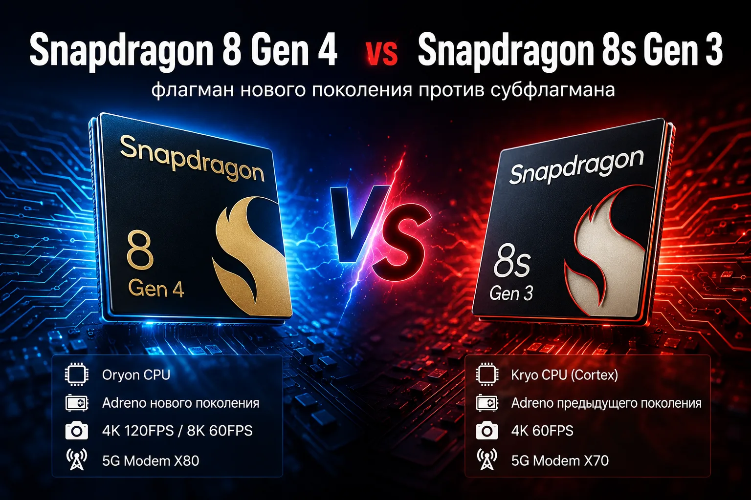Comparação de chipsets móveis Qualcomm Snapdragon 8 Gen 4 vs Qualcomm Snapdragon 8s Gen 3