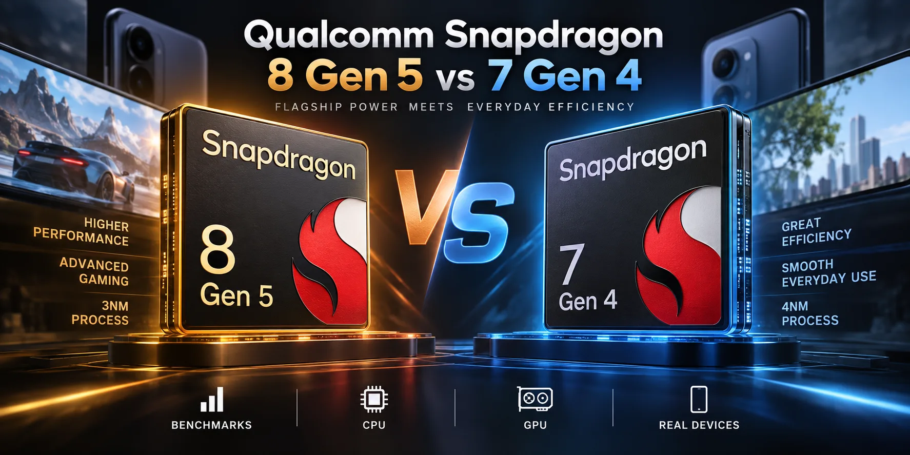 Qualcomm Snapdragon 8 Gen 5 vs Qualcomm Snapdragon 7 Gen 4 mobile chipset comparison