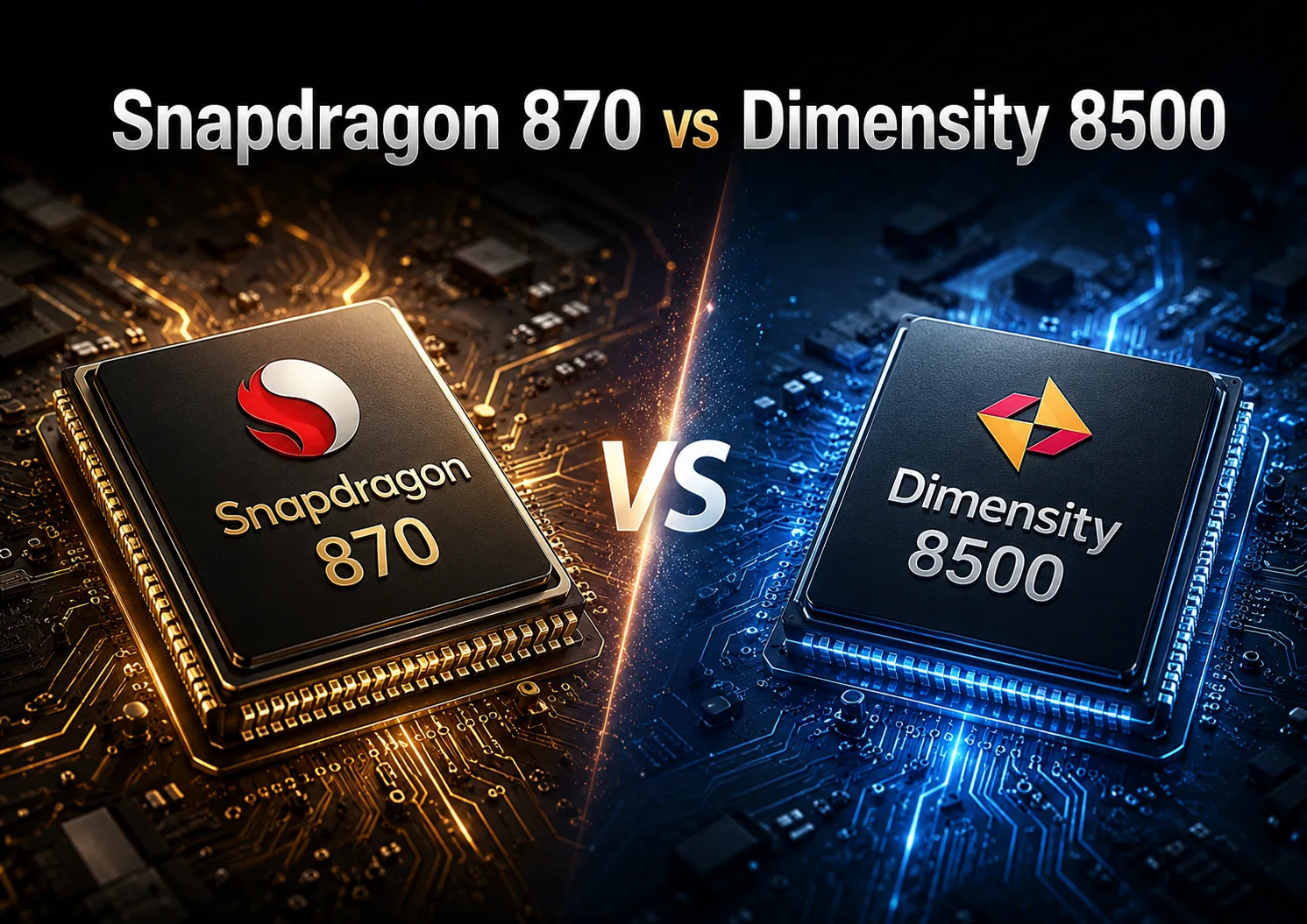 Qualcomm Snapdragon 870 vs MediaTek Dimensity 8500 モバイルチップセット比較